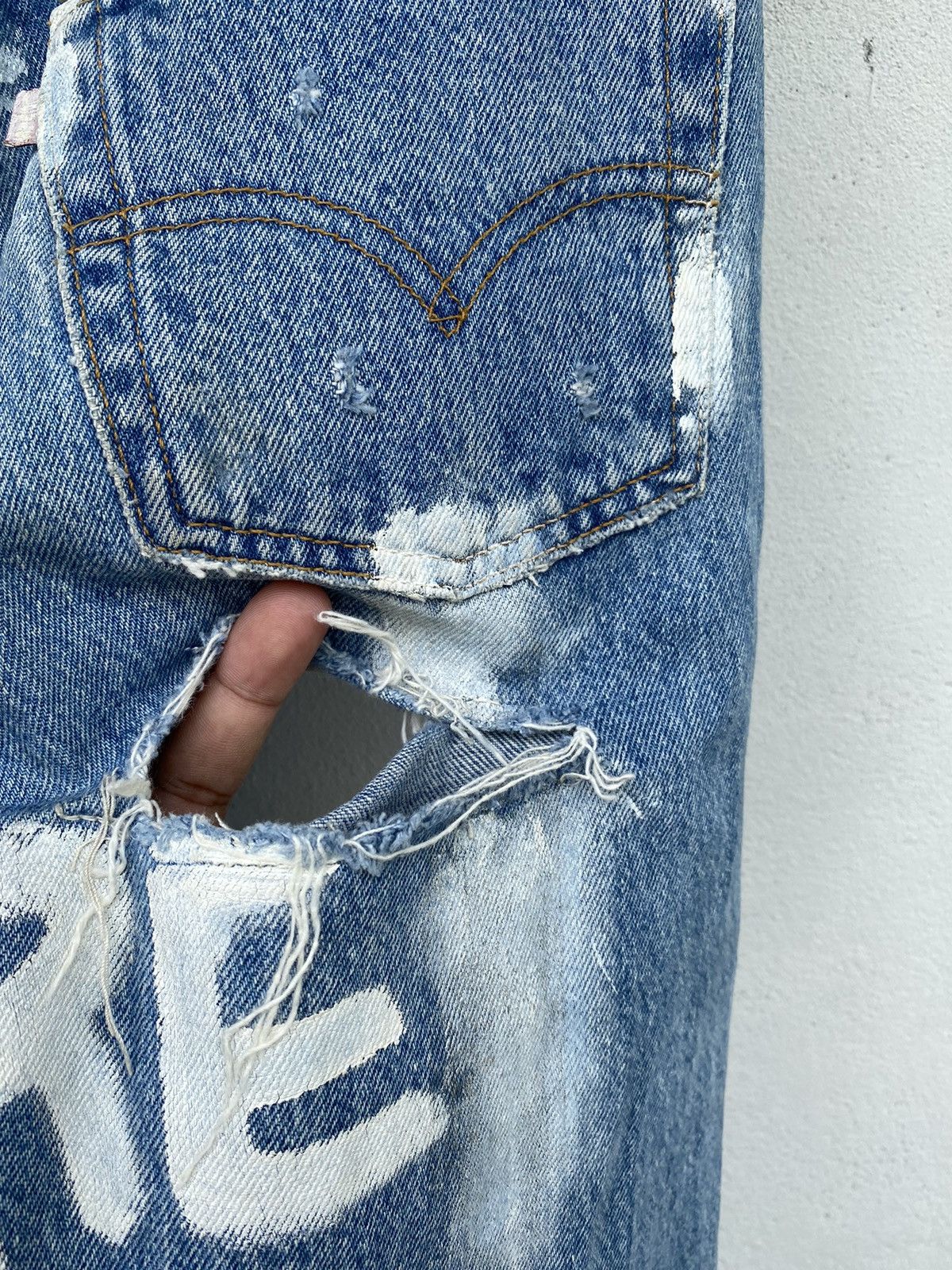 Levi's Vintage Levis 501 distessed painted custom jeans Size US 28 / EU 44 - 20 Thumbnail