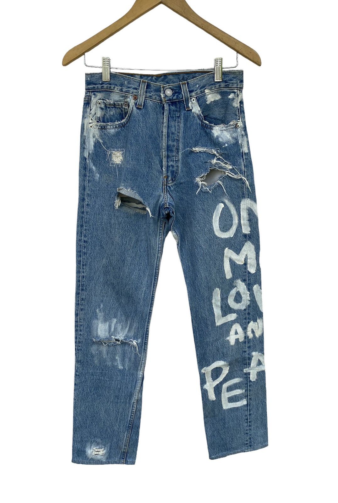 Levi's Vintage Levis 501 distessed painted custom jeans Size US 28 / EU 44 - 4 Thumbnail