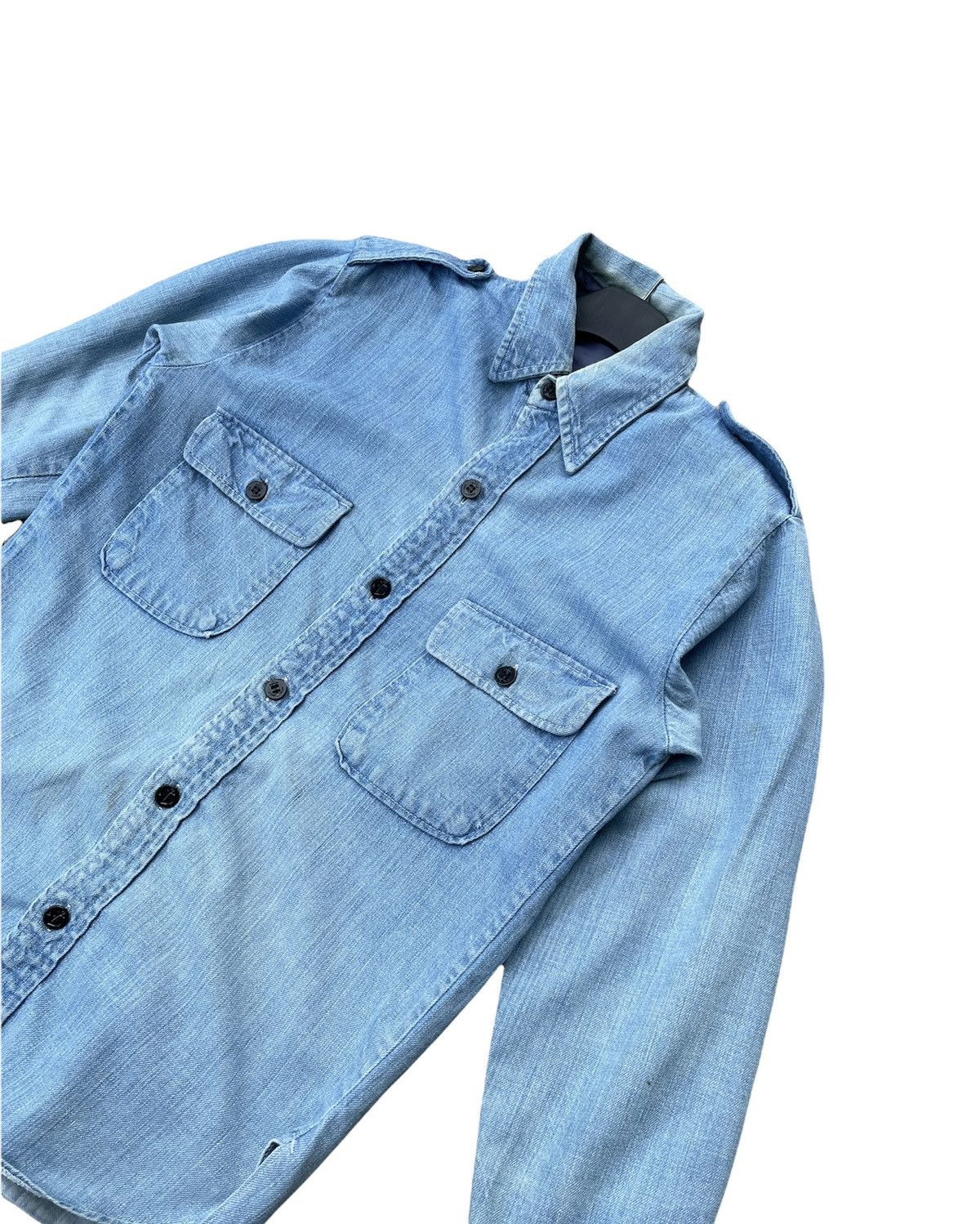 If Six Was Nine Vintage USN Denim Work Shirt Size US M / EU 48-50 / 2 - 2 Thumbnail