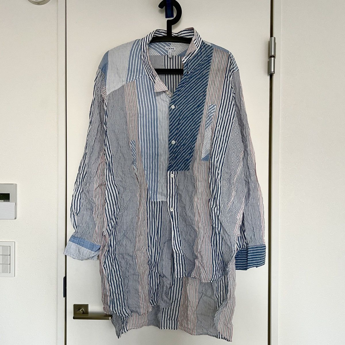 Loewe Loewe Asymmetrical Striped Patchwork Wrinkled Shirt | Grailed