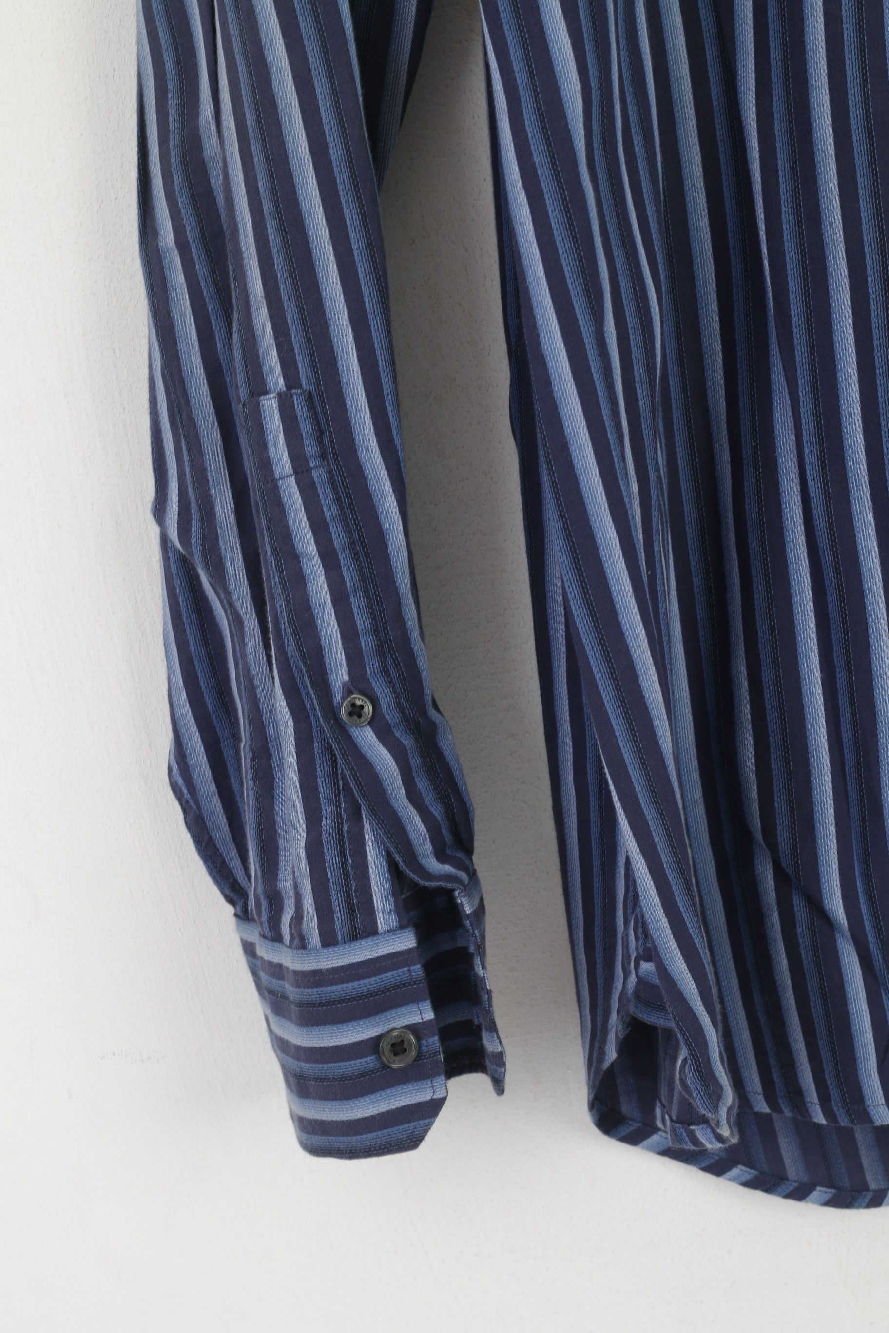 Michael Kors Michael Kors Men XL Casual Shirt Navy Striped 7389 Size US XL / EU 56 / 4 - 4 Thumbnail