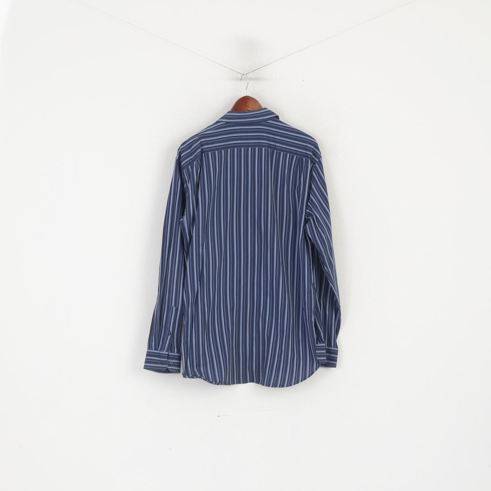 Michael Kors Michael Kors Men XL Casual Shirt Navy Striped 7389 Size US XL / EU 56 / 4 - 7 Thumbnail