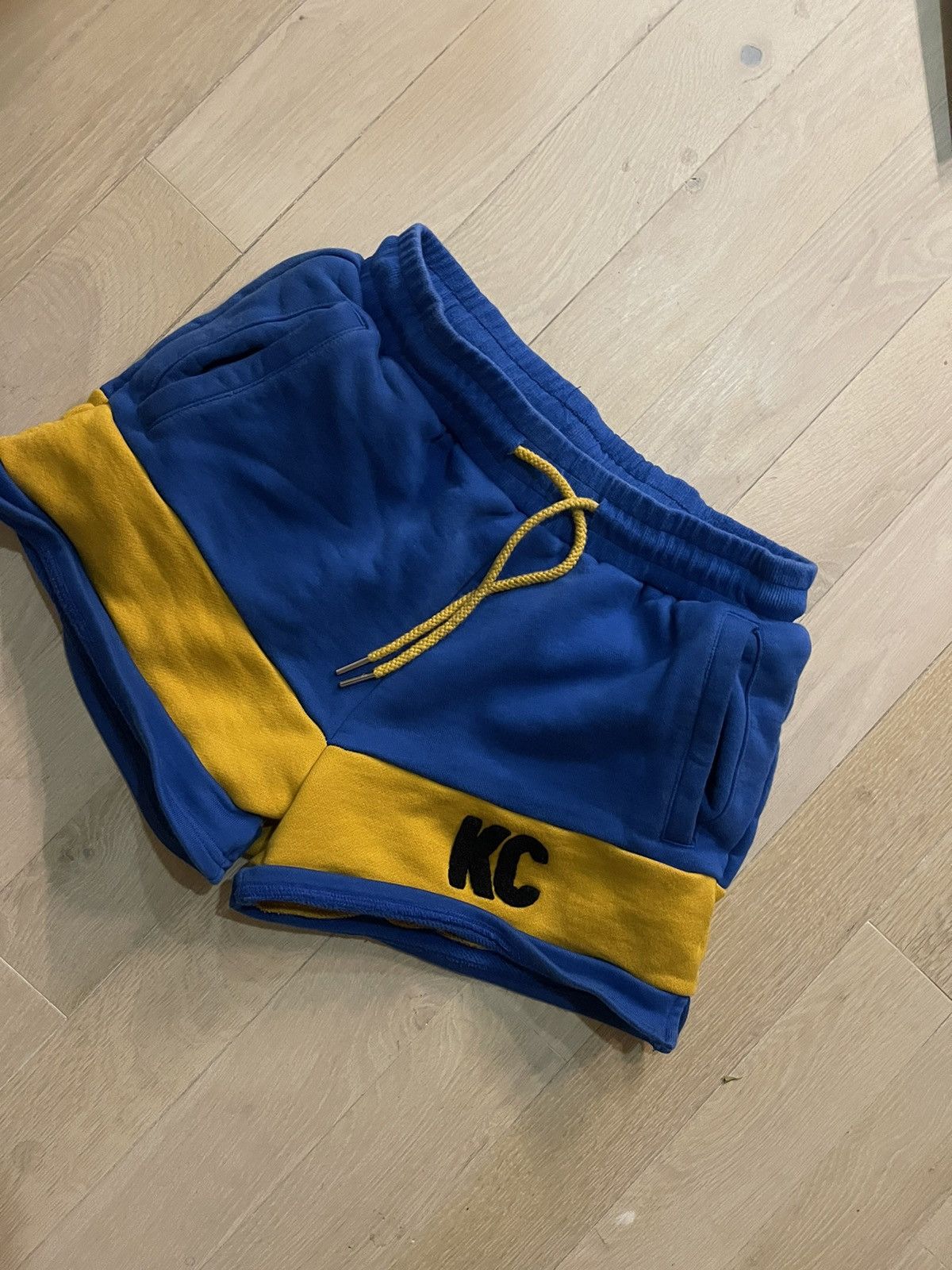 Blue and yellow shorts