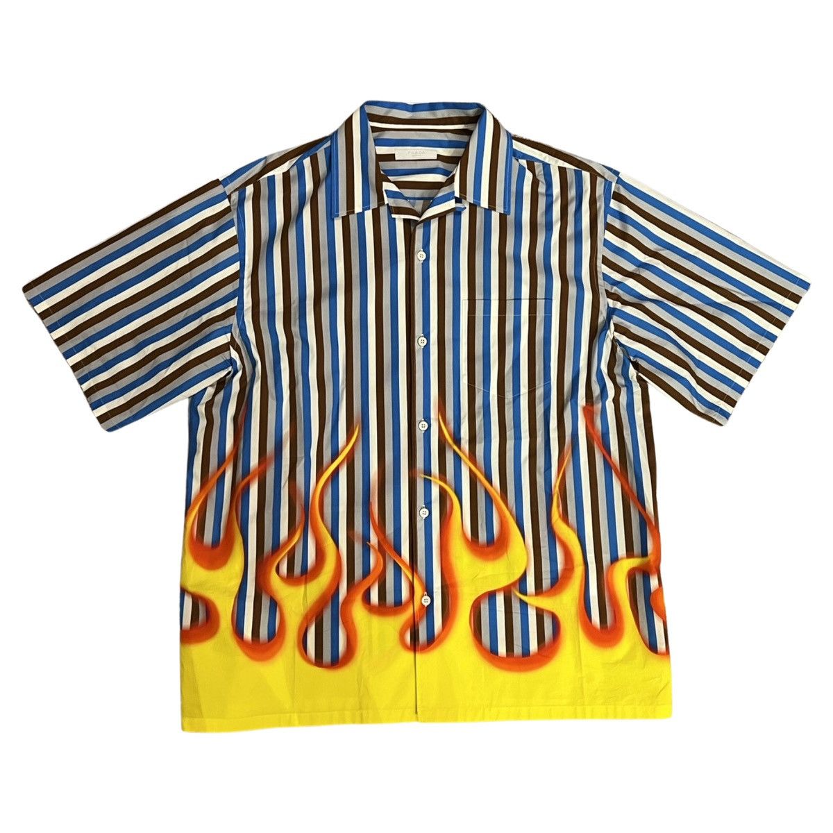 Prada *RARE* Prada FW18 Striped Flame shirt Size US XL / EU 56 / 4 - 5 Thumbnail