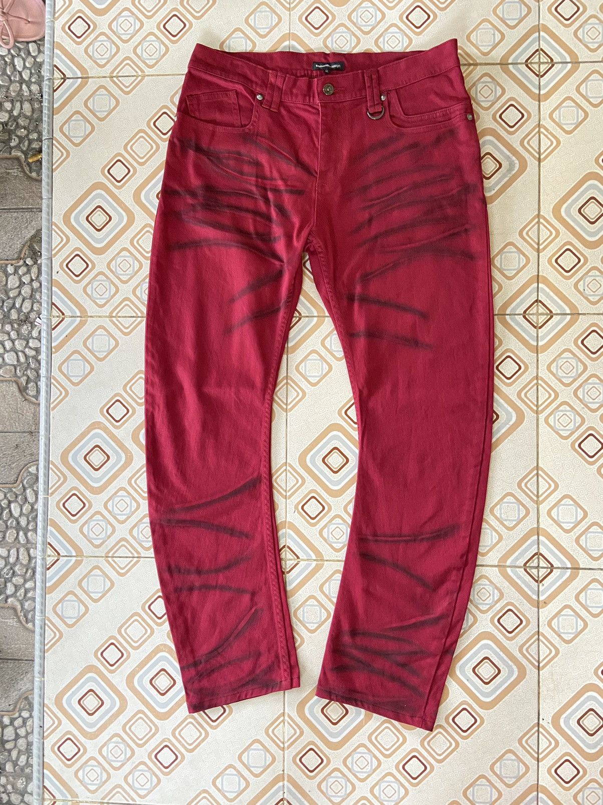 Japanese Brand Semantic Design Curve Red Jeans Size US 35 - 2 Thumbnail