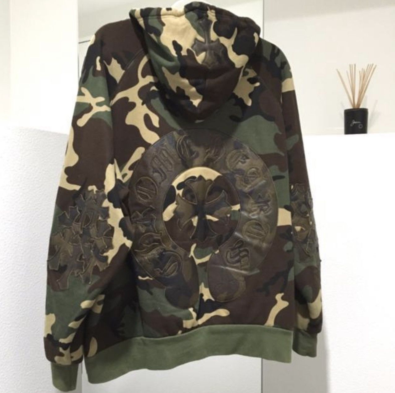 Chrome Hearts Chrome Hearts Camo Leather Patch Hoodie Jacket | Grailed