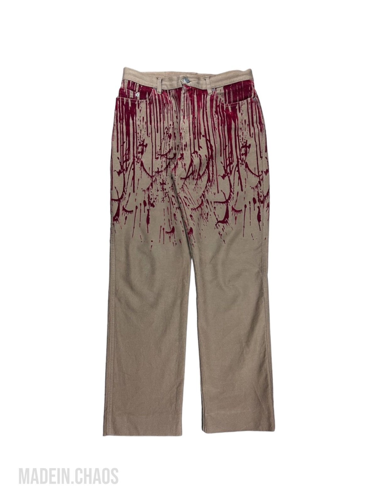 Pre-owned Jean Paul Gaultier Aw98 Velvet Blood Drip Pants In Brown