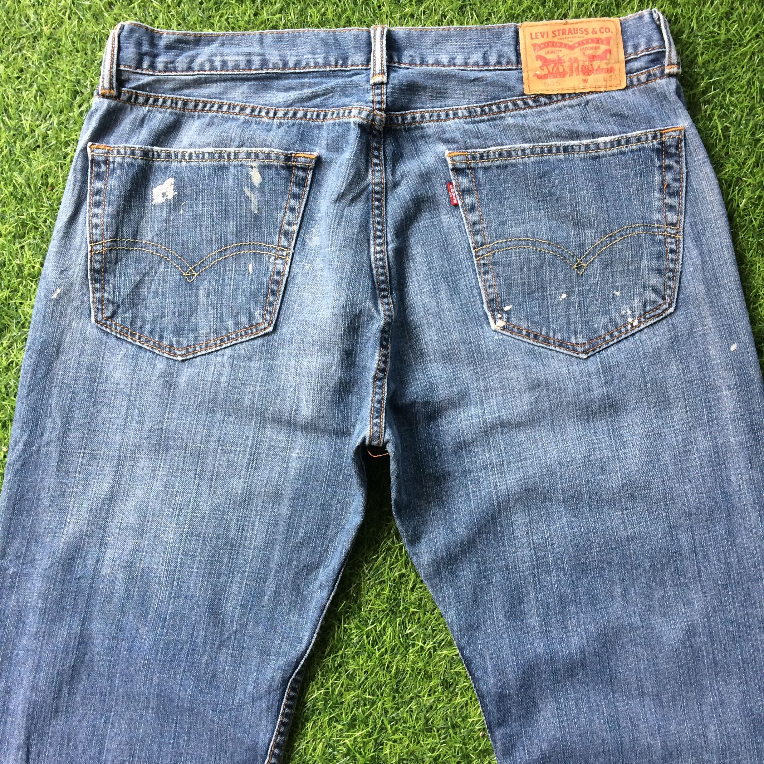 Levi's × Vintage Vintage Distressed Levis 505 Painted Jeans #B-573 Size US 35 - 2 Thumbnail