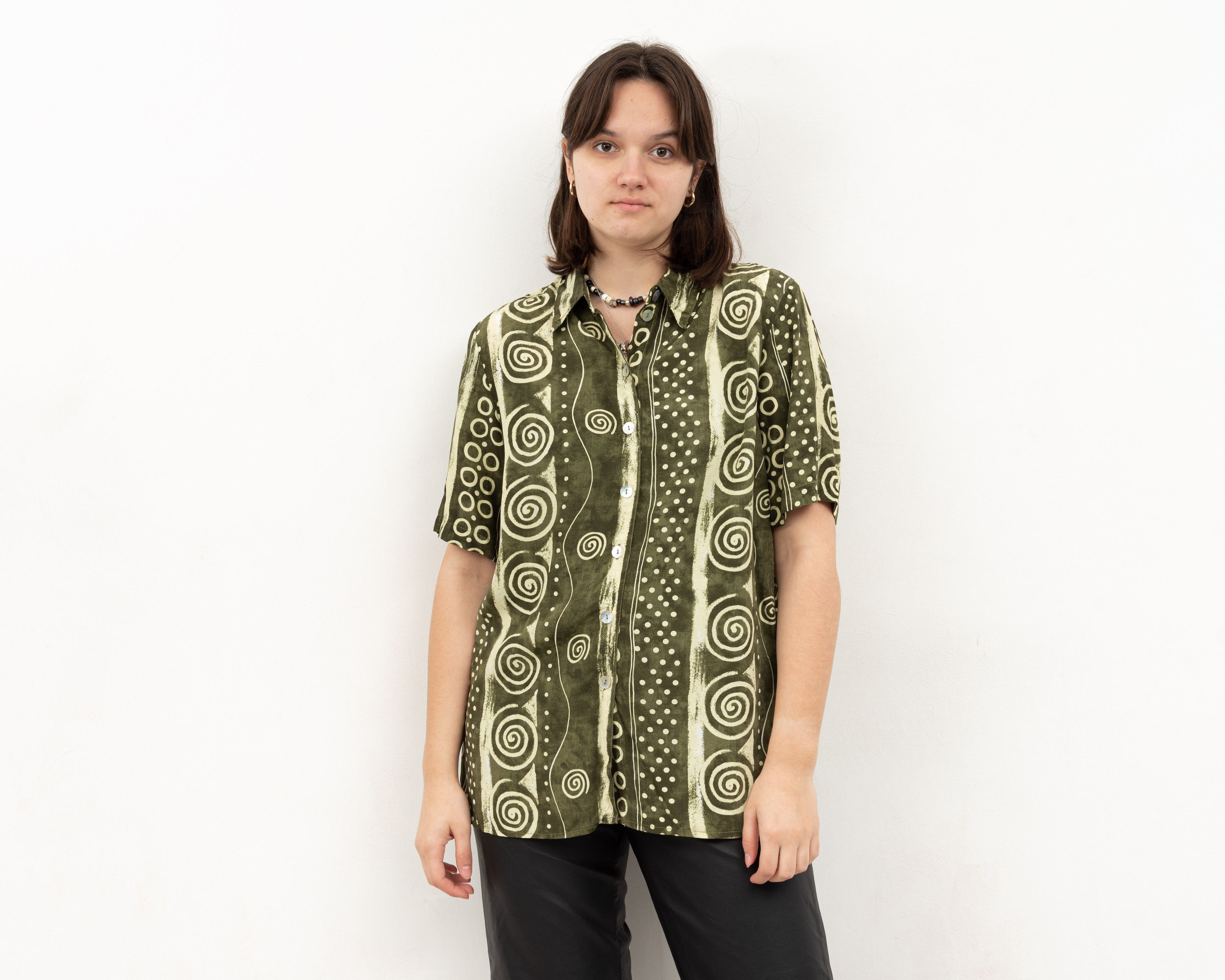 Other × Vintage 80's UK 18 Button Up US 14 Shirt Short Sleeved Blouse Top Size L / US 10 / IT 46 - 1 Thumbnail