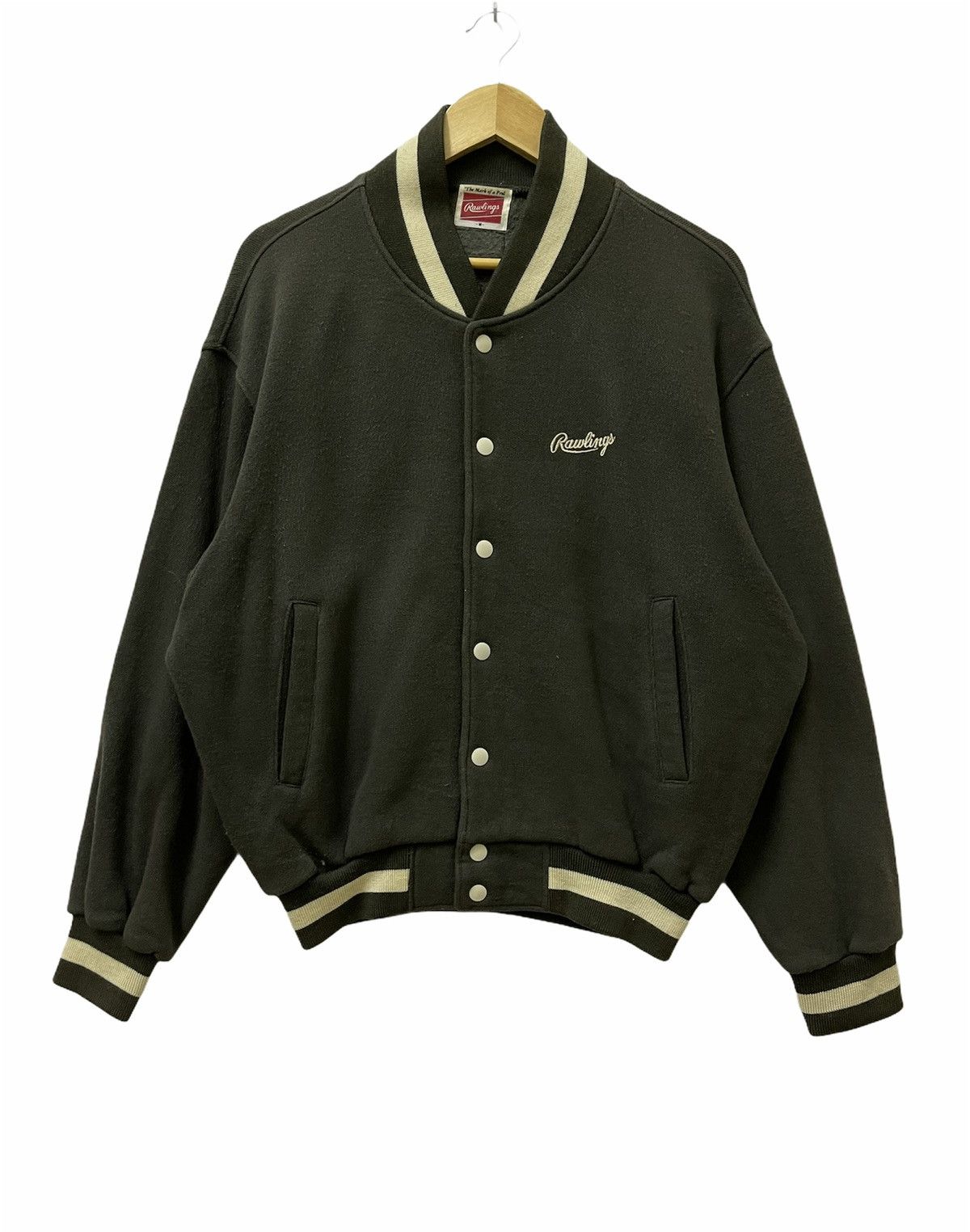 Japanese Brand Rawlings Mini Logo Varsity Jacket Brown Size US M / EU 48-50 / 2 - 1 Thumbnail