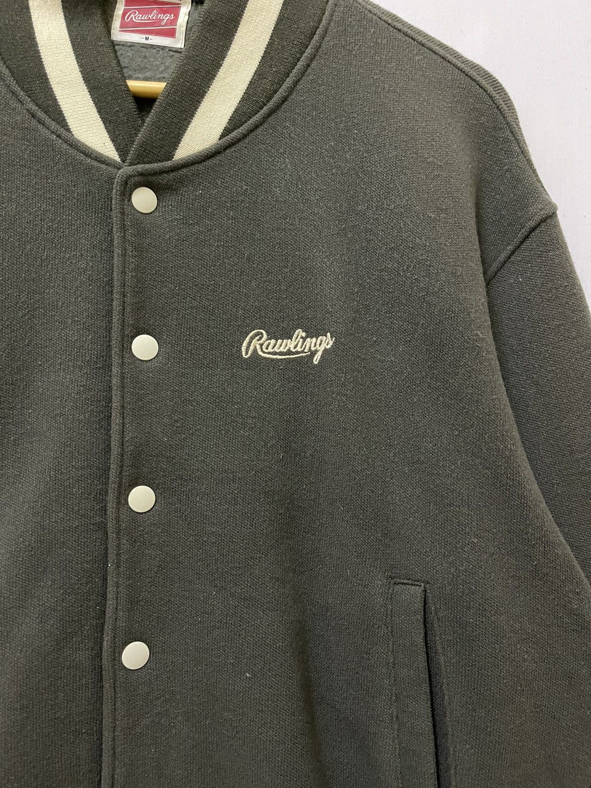 Japanese Brand Rawlings Mini Logo Varsity Jacket Brown Size US M / EU 48-50 / 2 - 2 Thumbnail