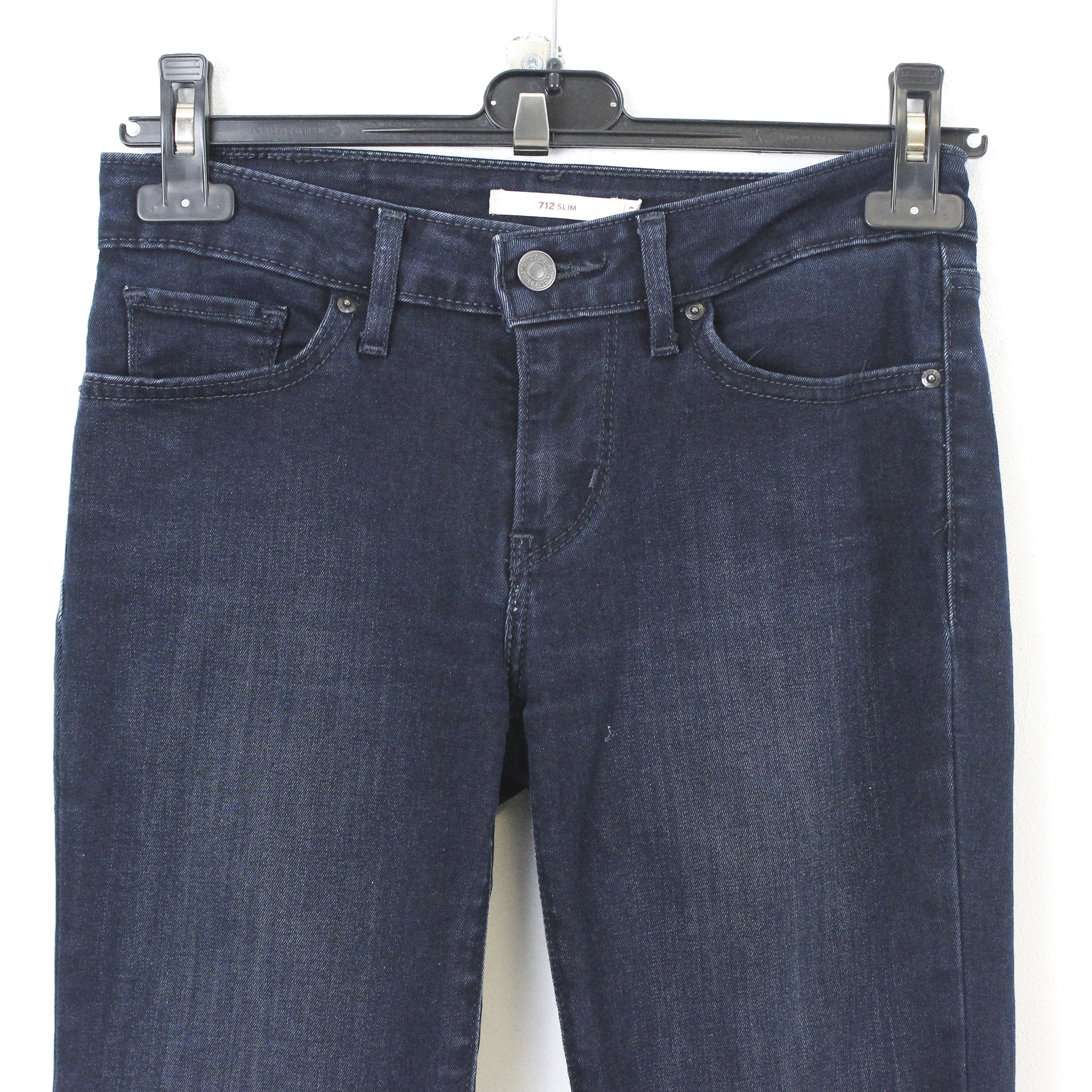 Levi's 712 Slim W26 L32 Jeans Mid Rise Trousers Pants Navy Denim Size 26" / US 2 / IT 38 - 2 Thumbnail