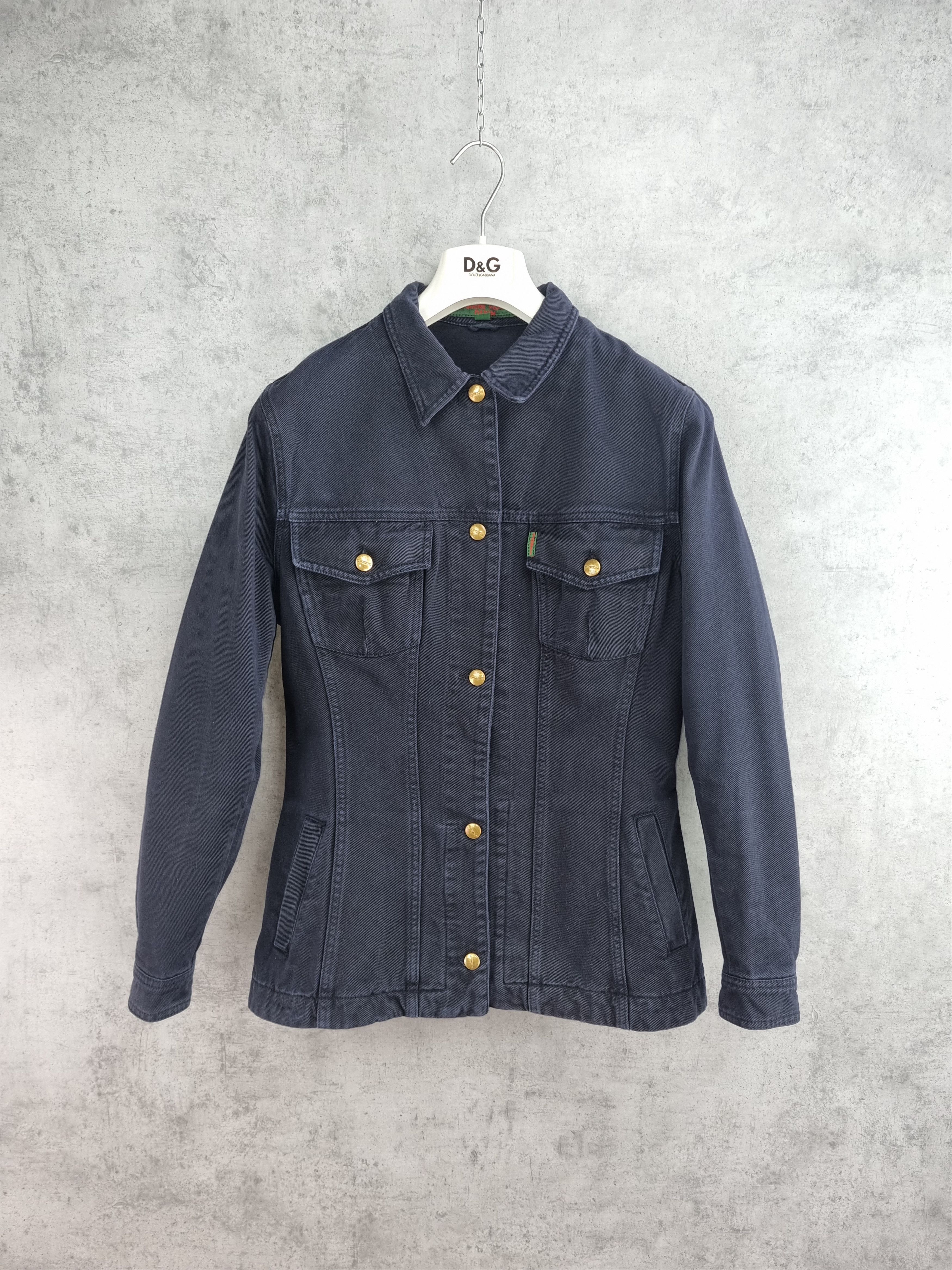 image of Avant Garde x Katharine Hamnett London 80's Katharine Hamnett Denim Deep Black Jacket in Deep Blue,