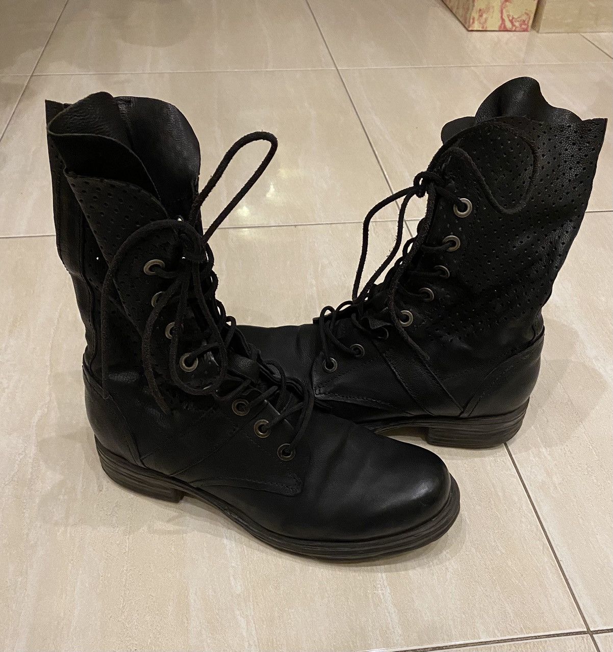 Airstep Leather Ankle Black Biker Boots Eur 37