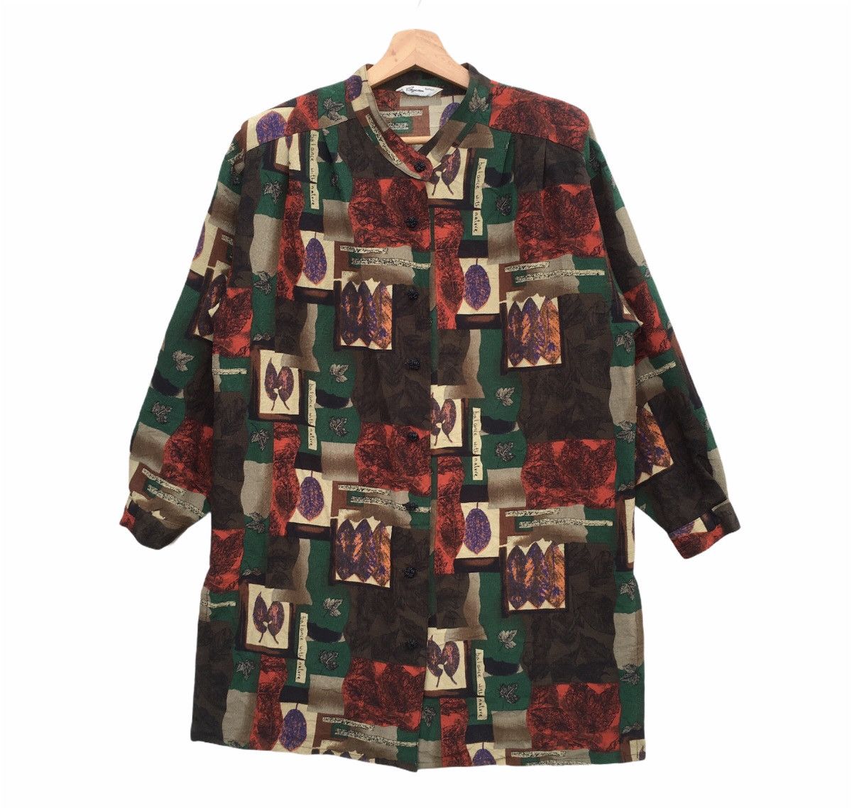 Vintage Japanese Brand Elegance All Over Printed Linen Tops