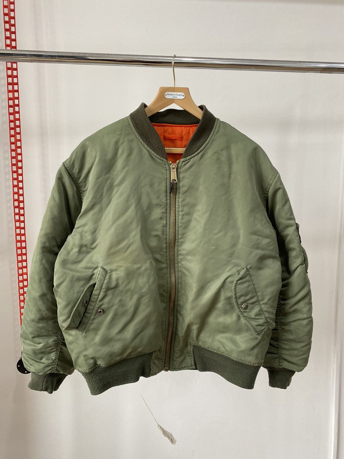 🪖 Vintage Alpha Industrial MA-1 Olive Trashed Bomber Jacket