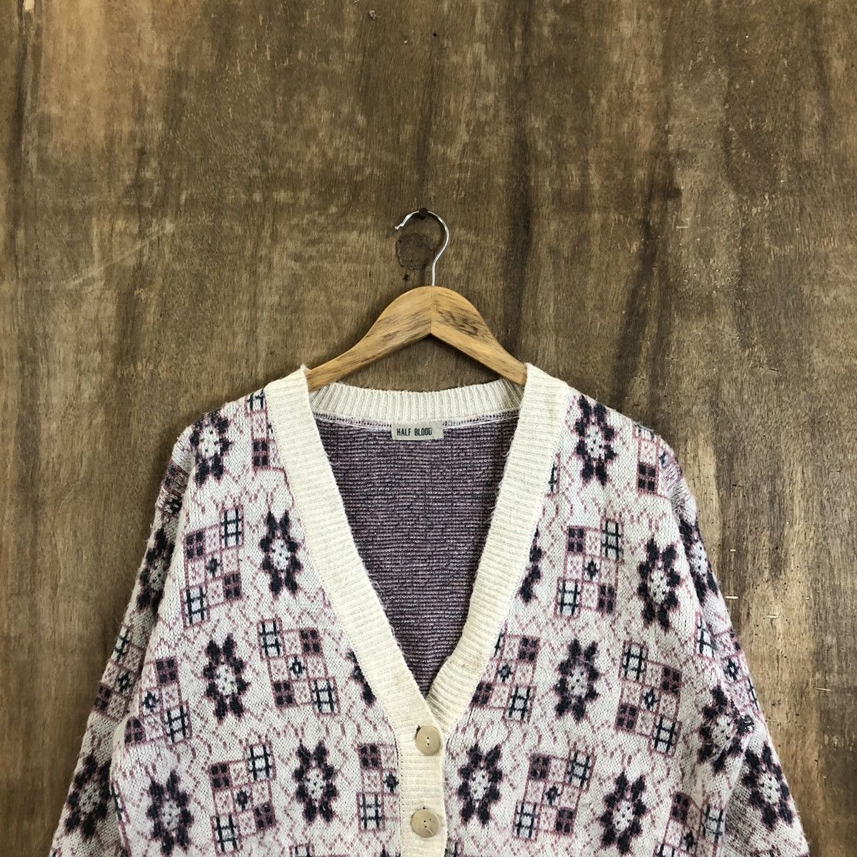 Aran Isles Knitwear × Japanese Brand Half Blood White Cardigan Knitwear #114 Size US L / EU 52-54 / 3 - 2 Thumbnail