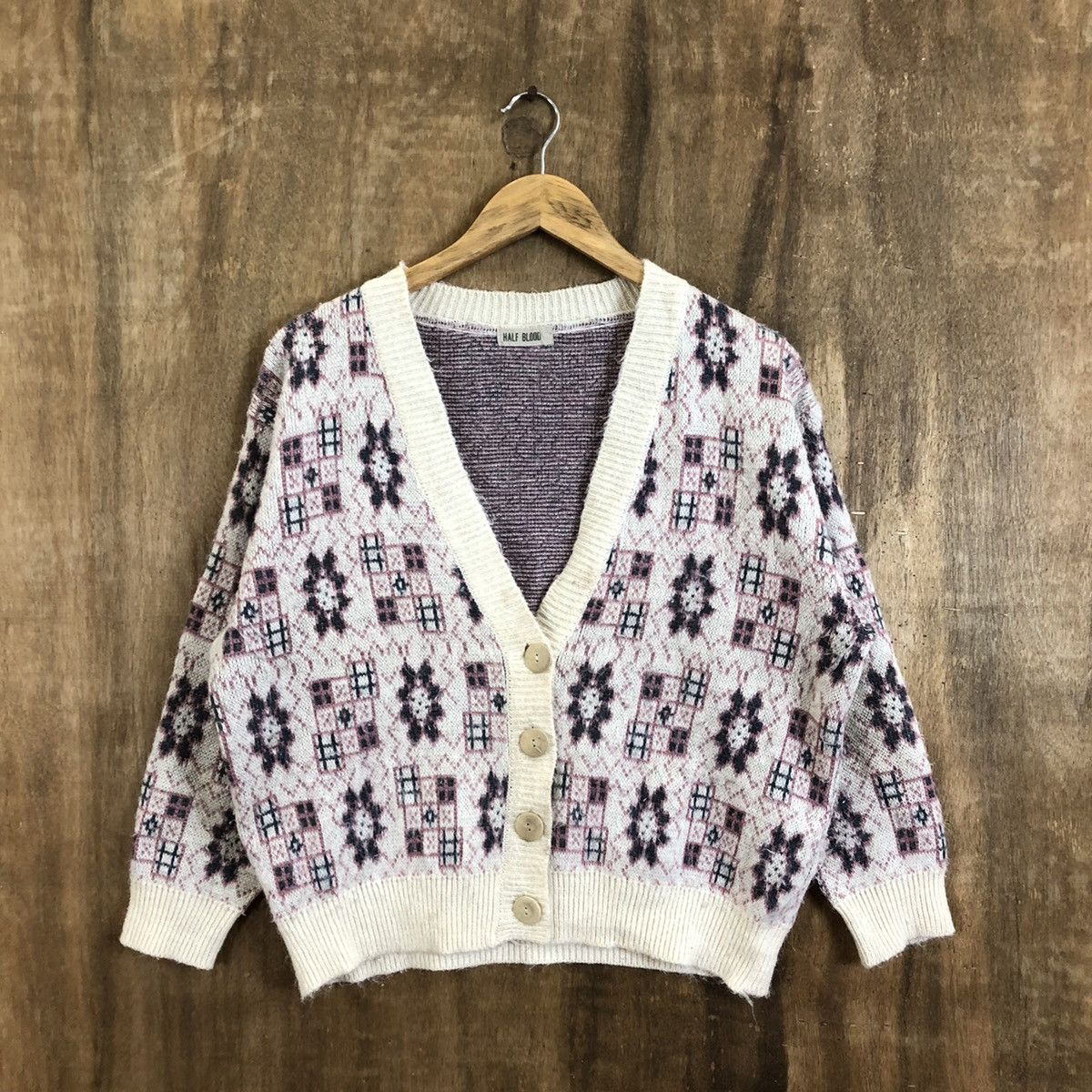 Aran Isles Knitwear × Japanese Brand Half Blood White Cardigan Knitwear #114 Size US L / EU 52-54 / 3 - 1 Thumbnail