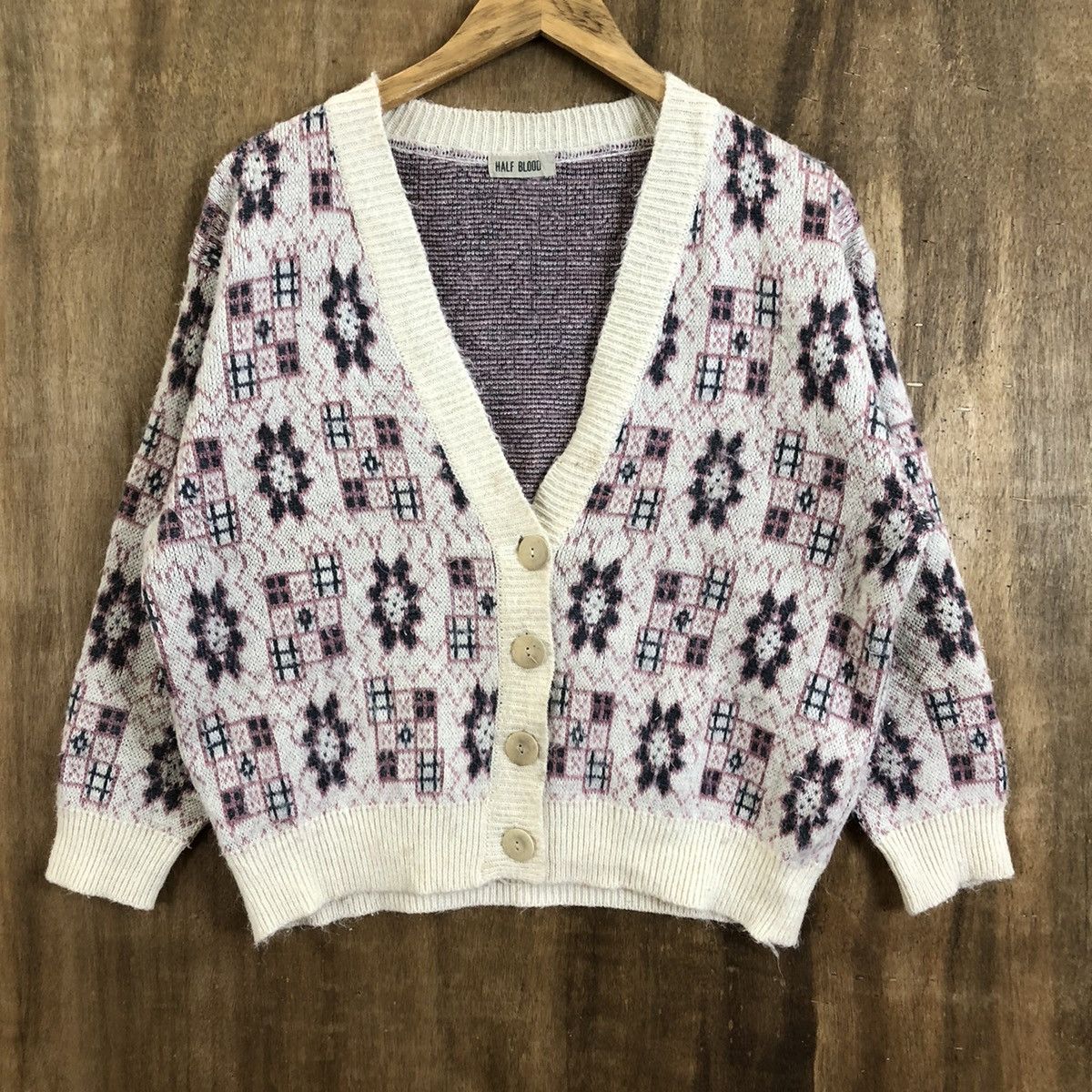 Aran Isles Knitwear × Japanese Brand Half Blood White Cardigan Knitwear #114 Size US L / EU 52-54 / 3 - 3 Thumbnail