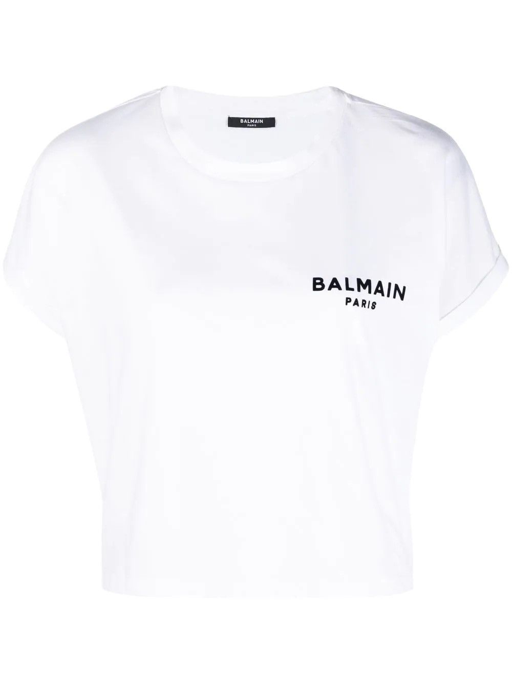 Balmain Logo Print Eco-responsible cropped T-shirt Size XS
