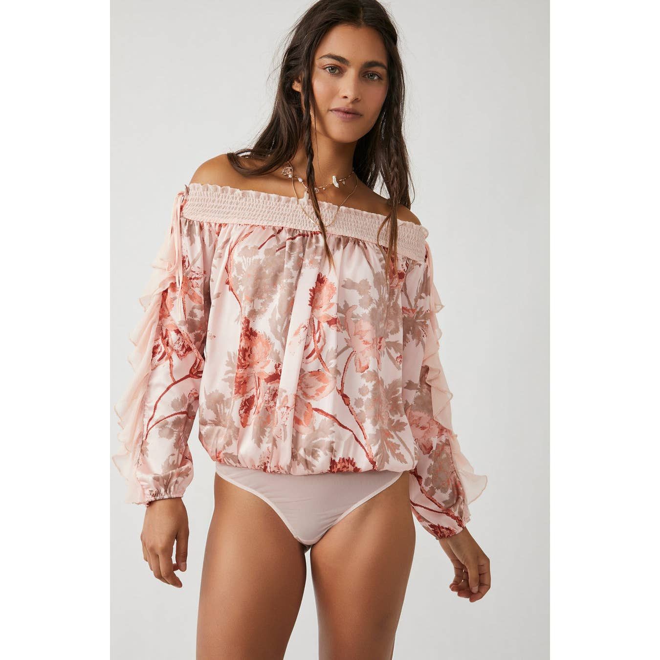 New Free People Born To Love Bodysuit $128 SMALL Lotus Combo
