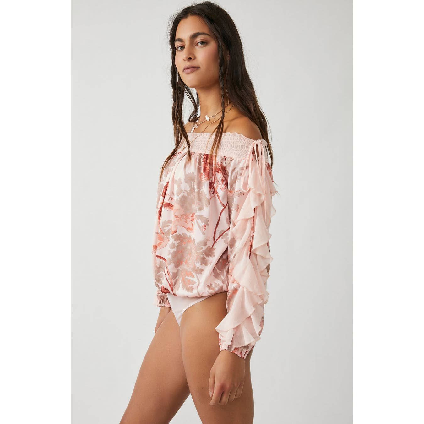 New Free People Born To Love Bodysuit $128 SMALL Lotus Combo