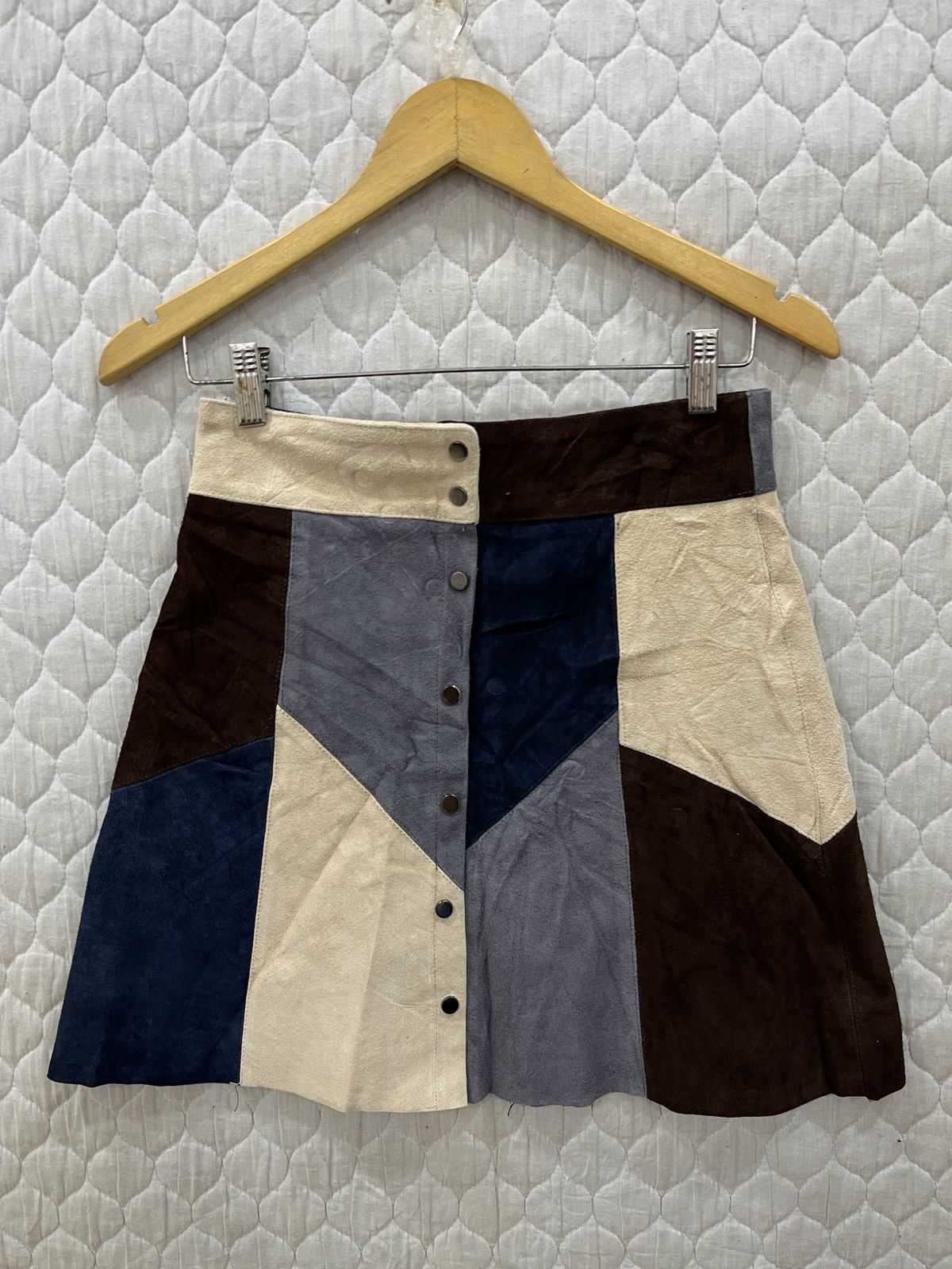 Genuine Leather × Hypebeast × Japanese Brand (Ppp). DHOLIC THE OPEN JAPANESE LEATHER PATCHWORK SKIRTS Size 27" / US 4 / IT 40 - 1 Thumbnail