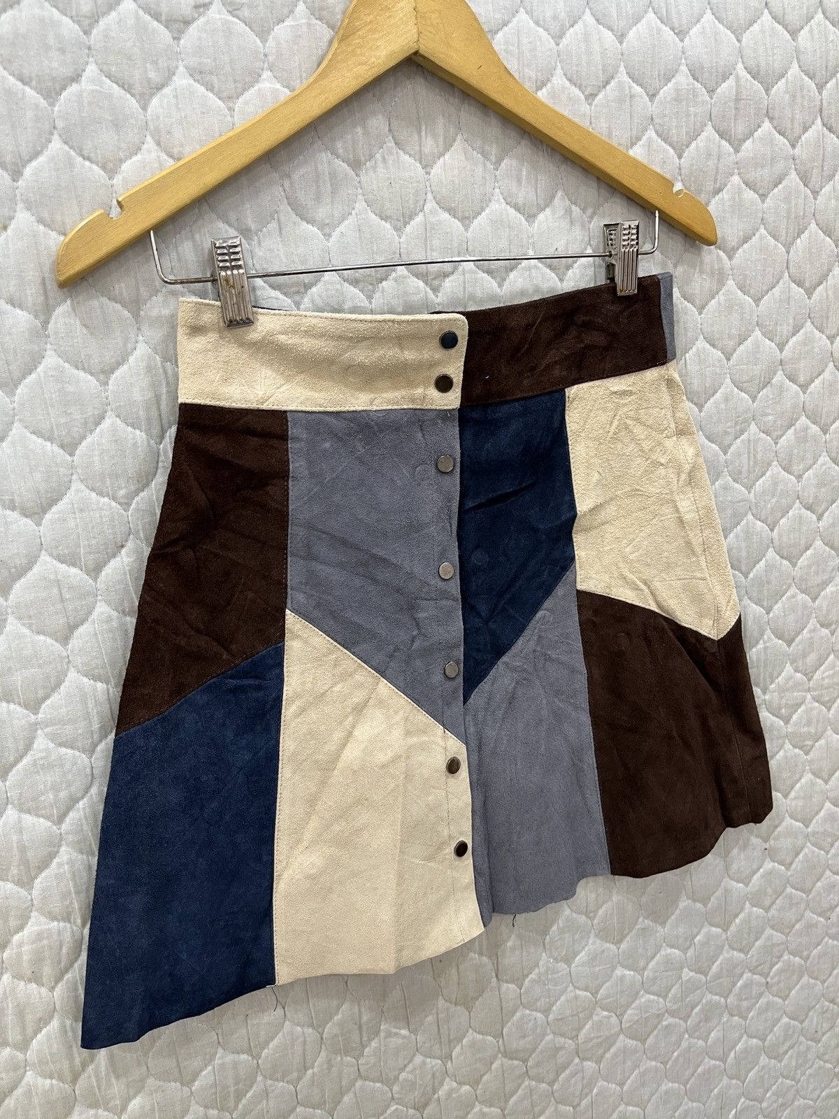 Genuine Leather × Hypebeast × Japanese Brand (Ppp). DHOLIC THE OPEN JAPANESE LEATHER PATCHWORK SKIRTS Size 27" / US 4 / IT 40 - 3 Thumbnail