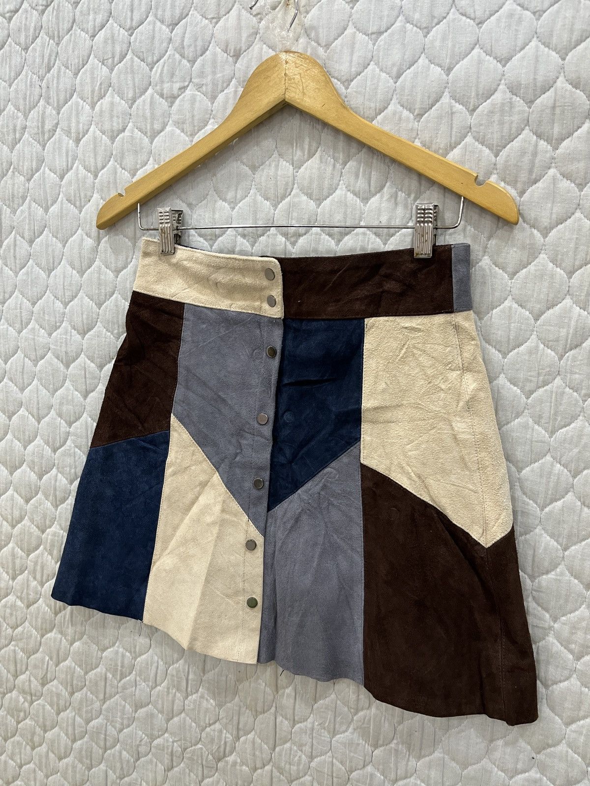 Genuine Leather × Hypebeast × Japanese Brand (Ppp). DHOLIC THE OPEN JAPANESE LEATHER PATCHWORK SKIRTS Size 27" / US 4 / IT 40 - 2 Thumbnail
