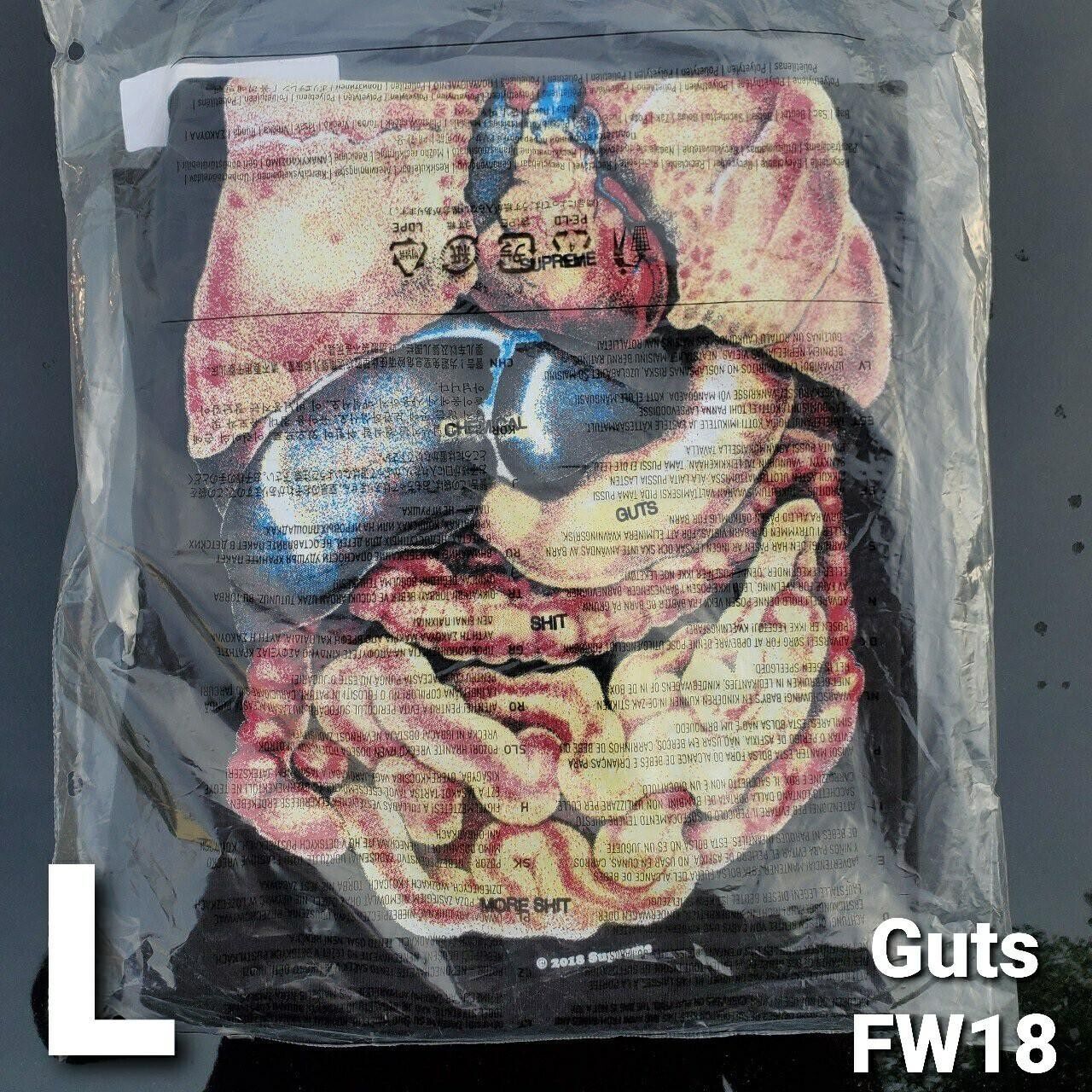 Supreme Guts Tee in Black Large FW18 Deadstock