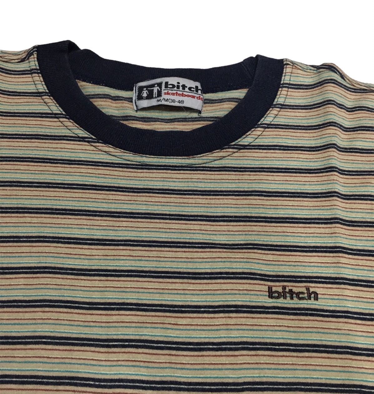 Japanese Brand × Vintage Vtg Bitch Striped Tee Size US S / EU 44-46 / 1 - 3 Thumbnail