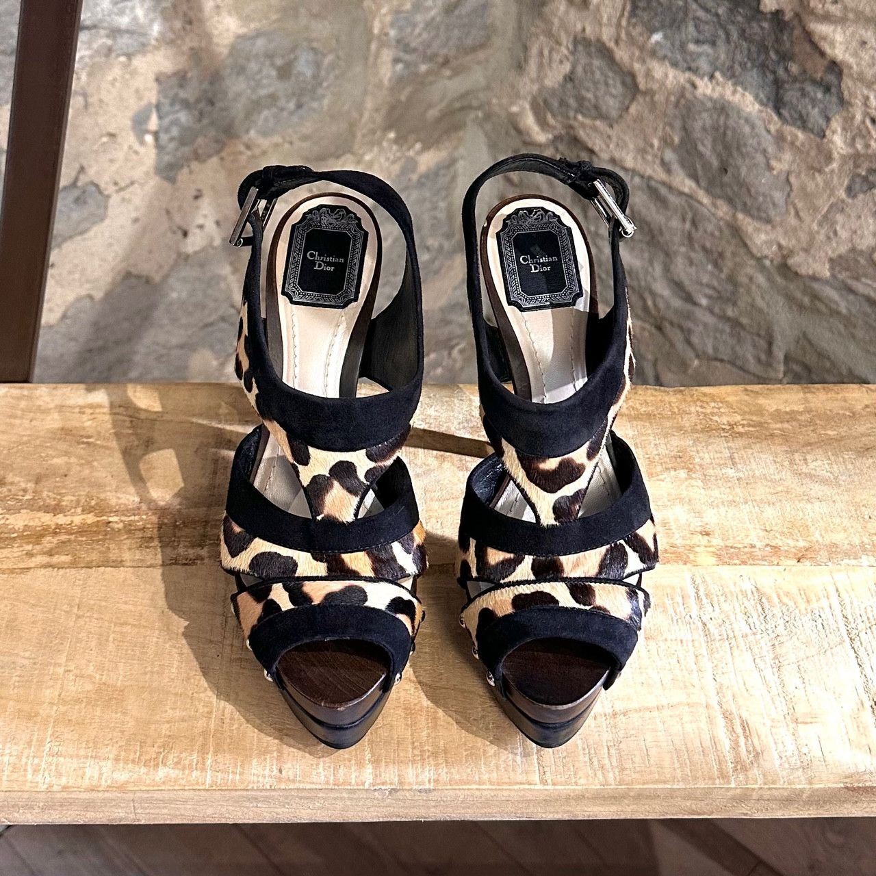 Dior Christian Dior Wood Clog Heel Sandals Leopard Print Size US 8 / IT 38 - 2 Thumbnail