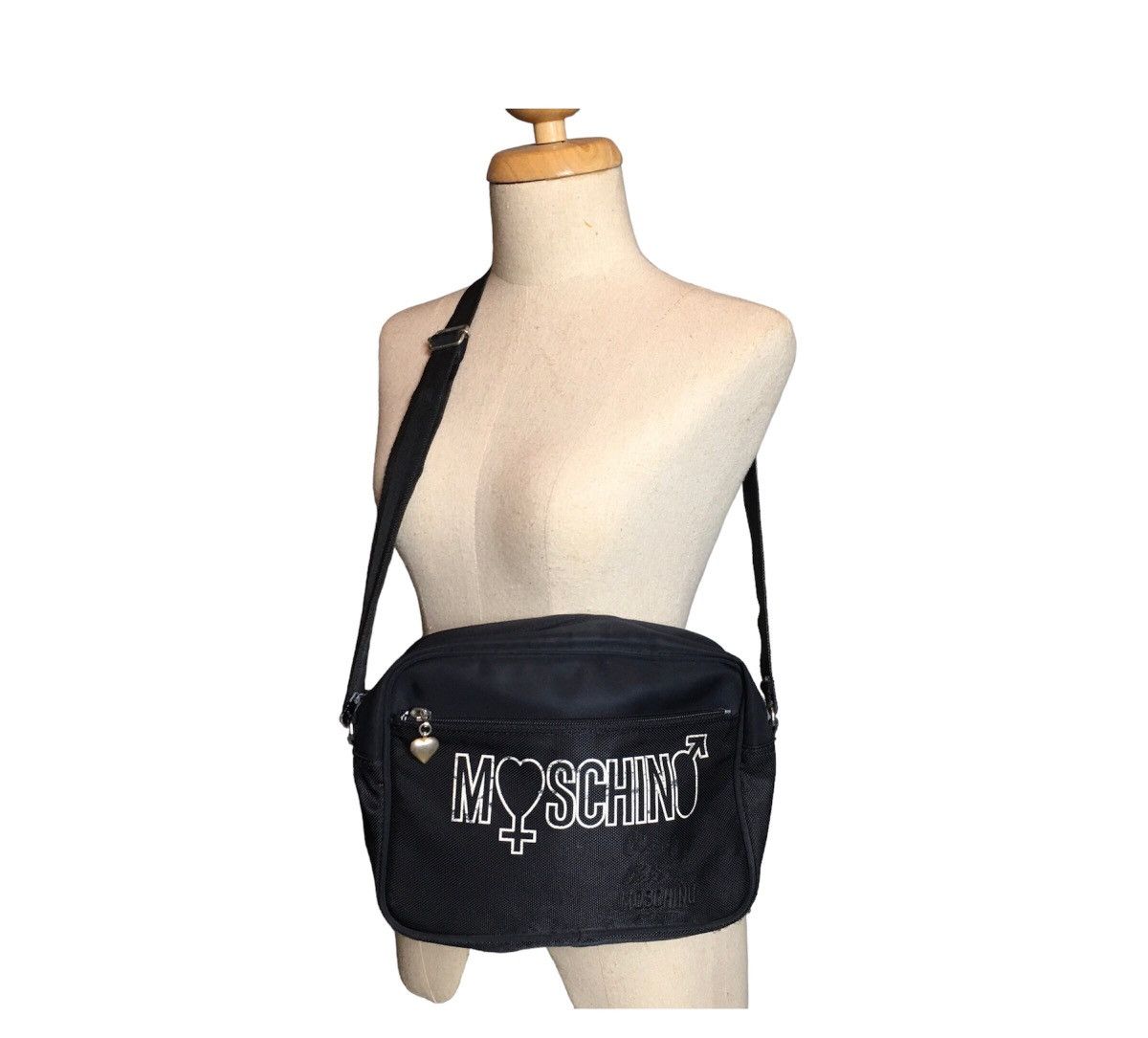 Vintage Moschino Big Logo Embroidery Crossbody Bag