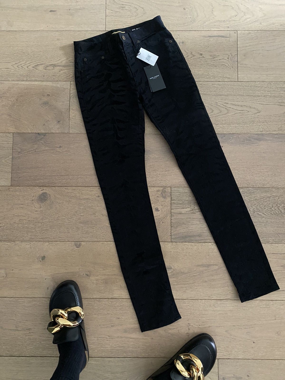 NWT Saint Laurent zebra detail denim jeans sz 26