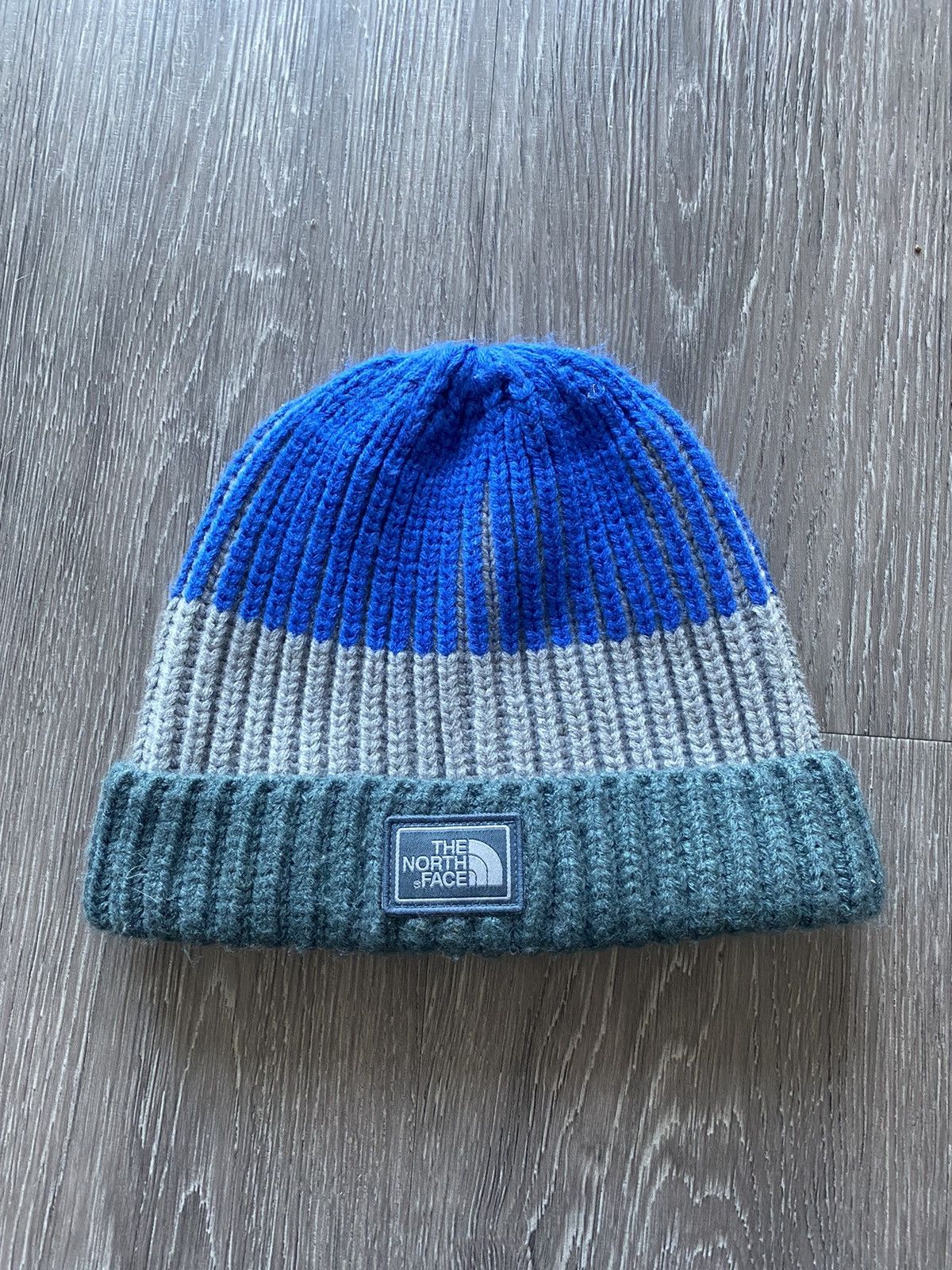 The North Face × Vintage The North Face Knit Beanie Blue Grey Green Size ONE SIZE - 1 Thumbnail
