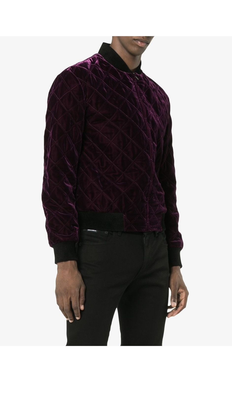 image of Saint Laurent Paris (Sold) Velvet Saint Laurent Bomber in Purple, Men's (Size Medium)