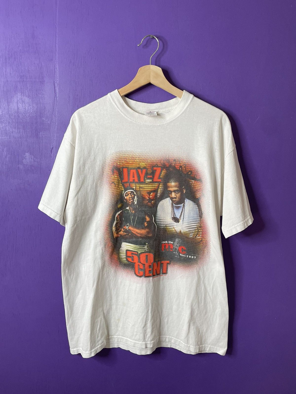 Rap Tees × Streetwear × Vintage Vintage 2003 Jay-Z/50 Cent rock the mic  fest t-shirt | Grailed