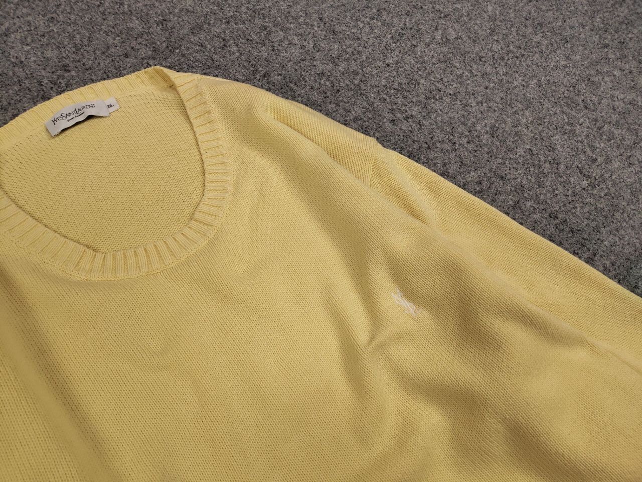 Yves Saint Laurent 🍋 Vintage 90's Yves Saint Laurent Yellow Knit Sweater logo Size US XL / EU 56 / 4 - 12 Thumbnail