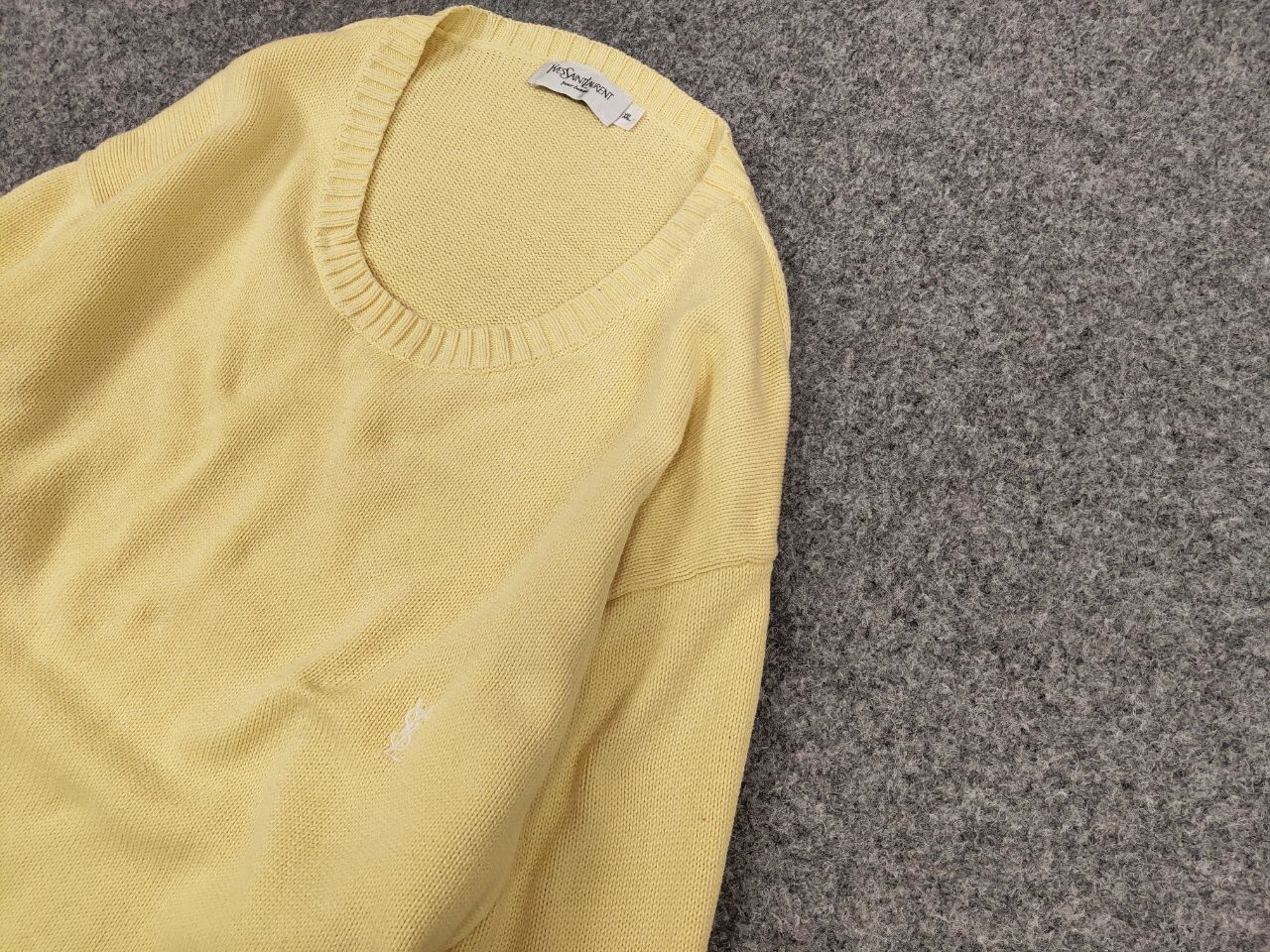 Yves Saint Laurent 🍋 Vintage 90's Yves Saint Laurent Yellow Knit Sweater logo Size US XL / EU 56 / 4 - 4 Thumbnail