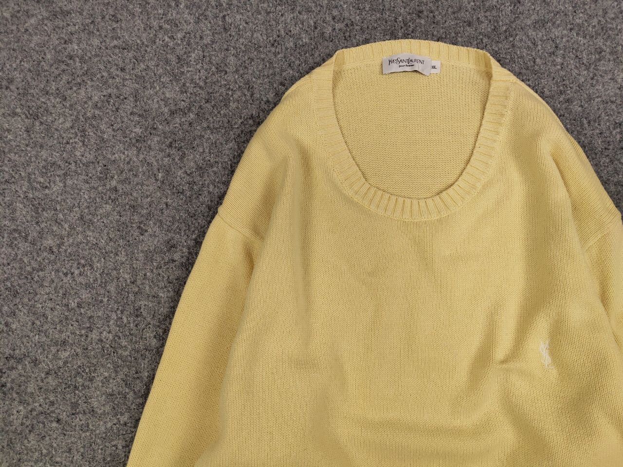 Yves Saint Laurent 🍋 Vintage 90's Yves Saint Laurent Yellow Knit Sweater logo Size US XL / EU 56 / 4 - 11 Thumbnail