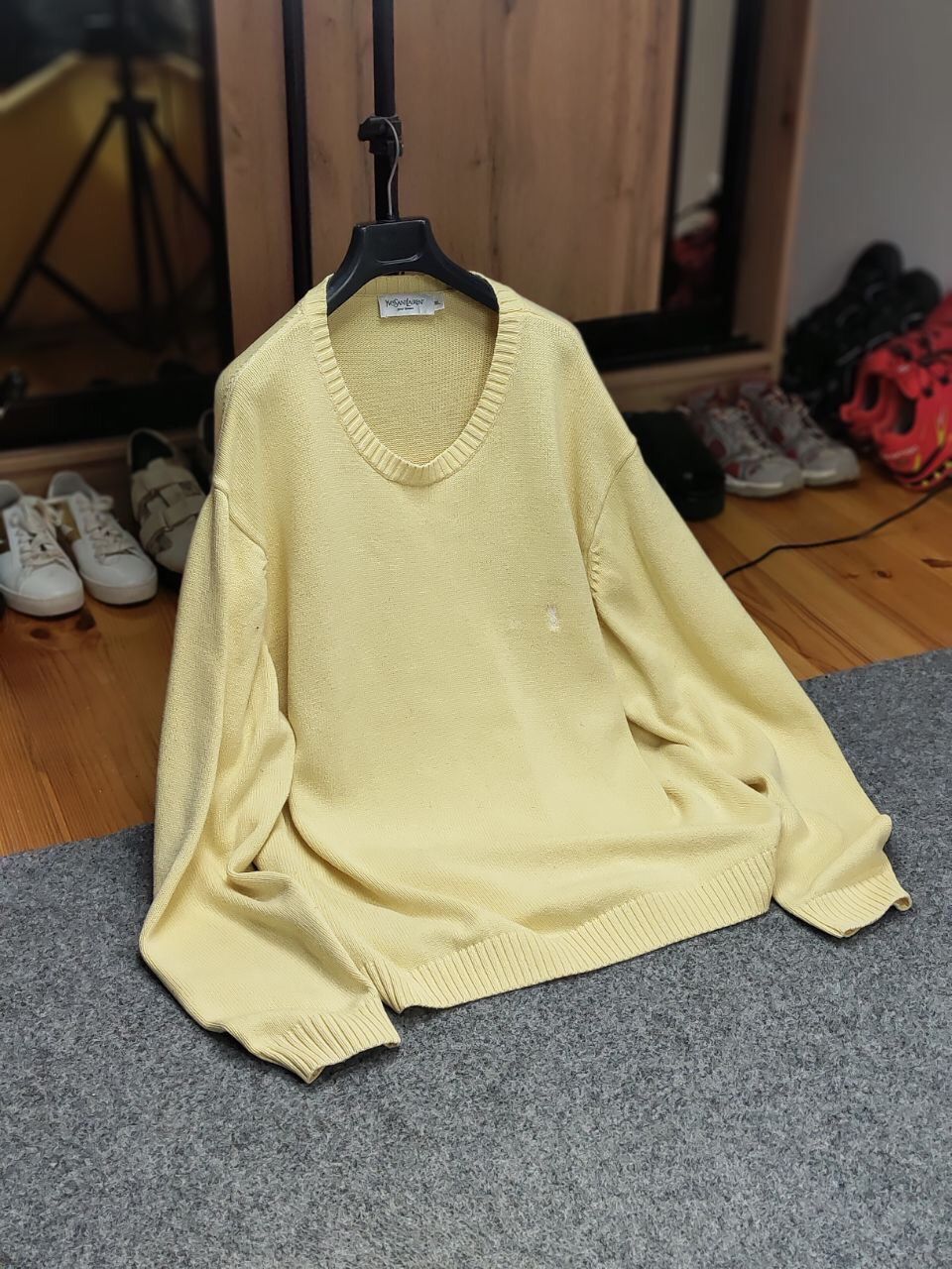 Yves Saint Laurent 🍋 Vintage 90's Yves Saint Laurent Yellow Knit Sweater logo Size US XL / EU 56 / 4 - 21 Thumbnail