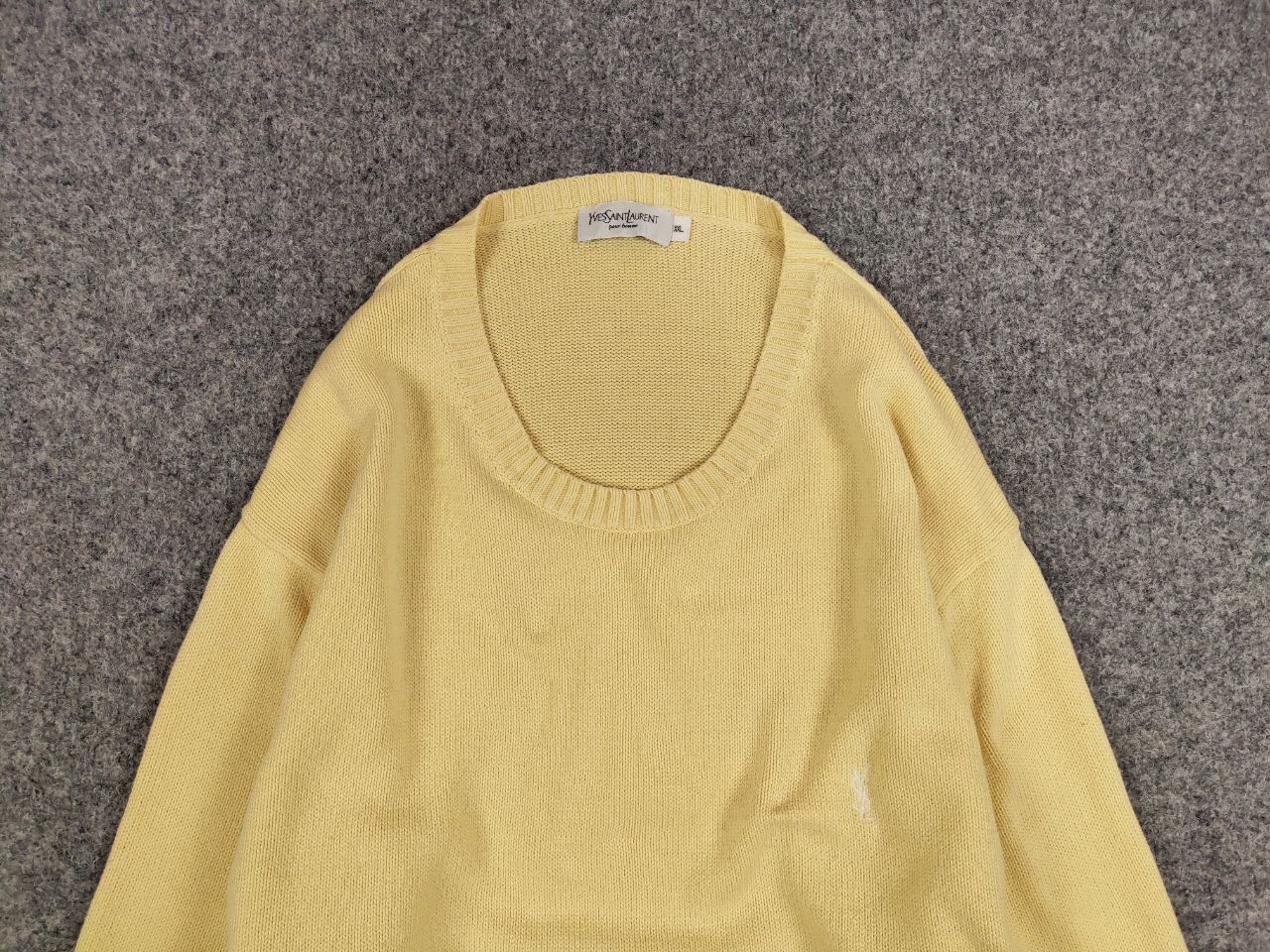 Yves Saint Laurent 🍋 Vintage 90's Yves Saint Laurent Yellow Knit Sweater logo Size US XL / EU 56 / 4 - 8 Thumbnail