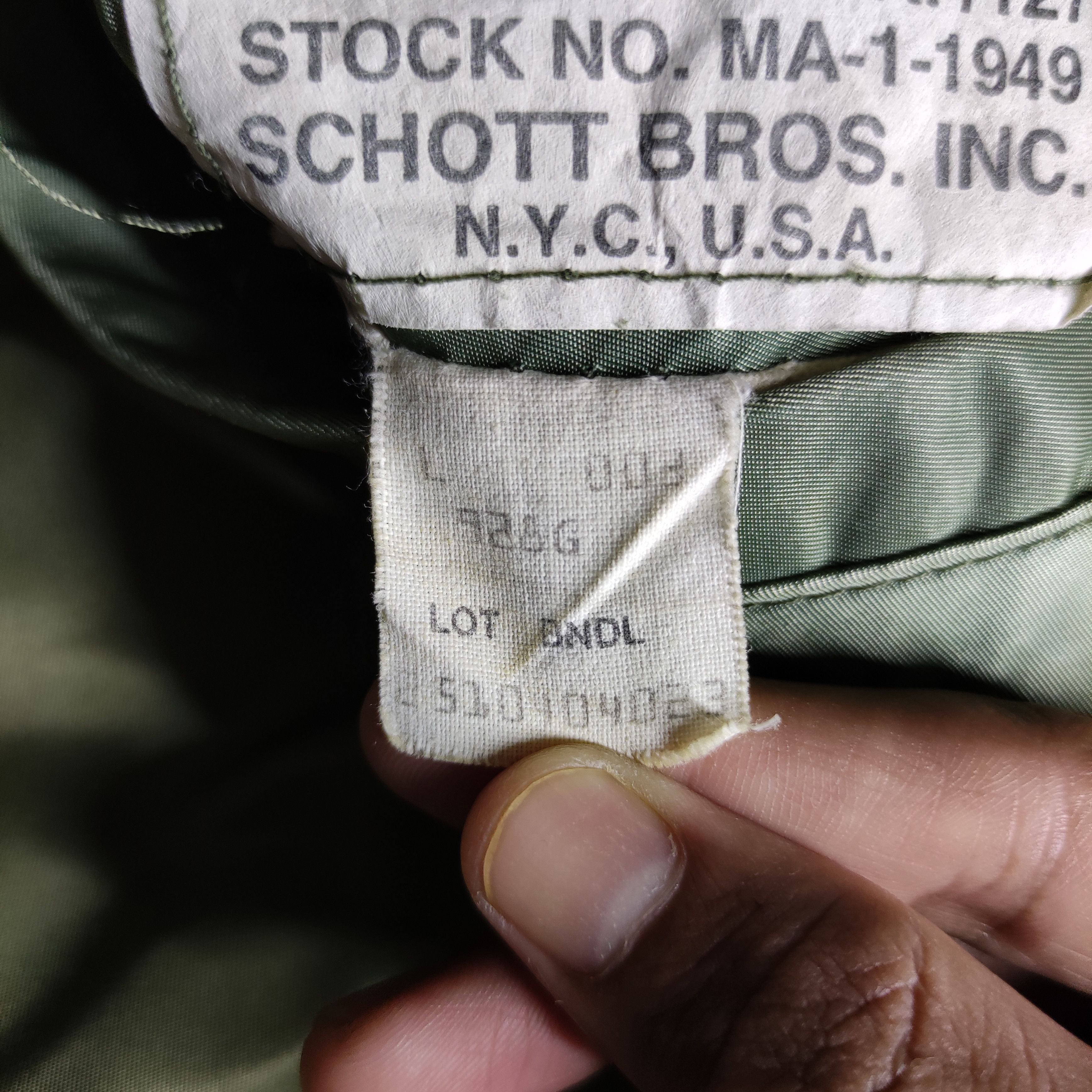Schott 🔥VTG Schott Bros.Inc Rivelseble Jacket Flyer's Man MA-1 Size US L / EU 52-54 / 3 - 17 Thumbnail