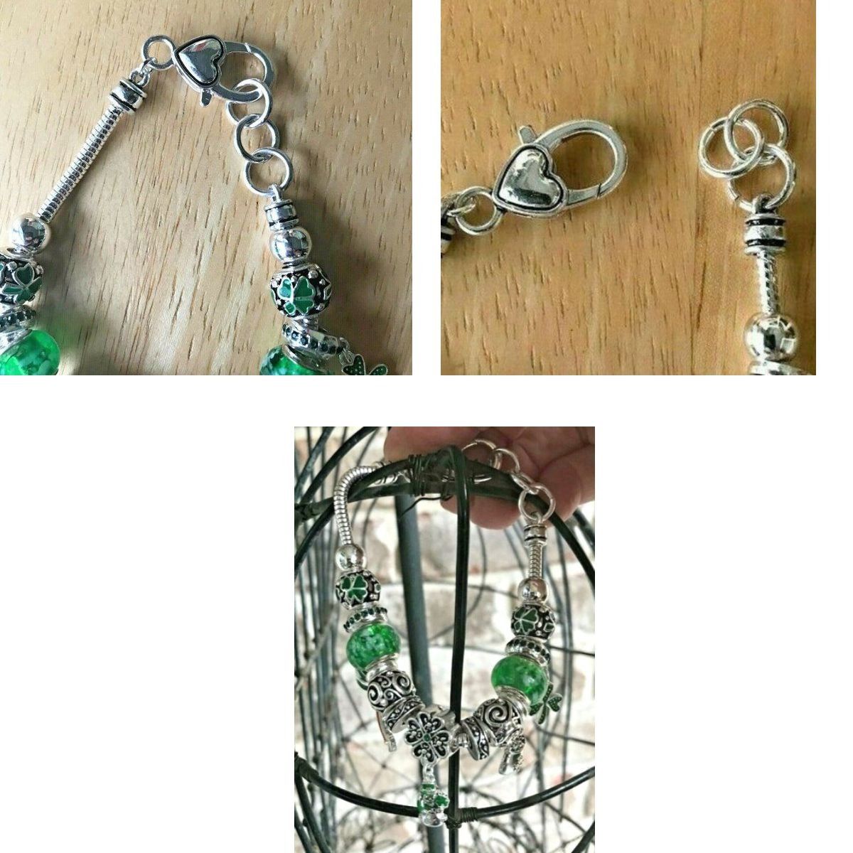 Handmade Shamrock Charm Bracelet Beaded Rainbow Pot of Gold Leprechau Size ONE SIZE - 12 Thumbnail