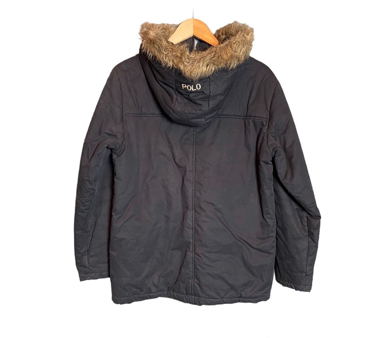 Vintage 90s Polo Ralph Lauren Down Puffer Fur Hoodie Jacket