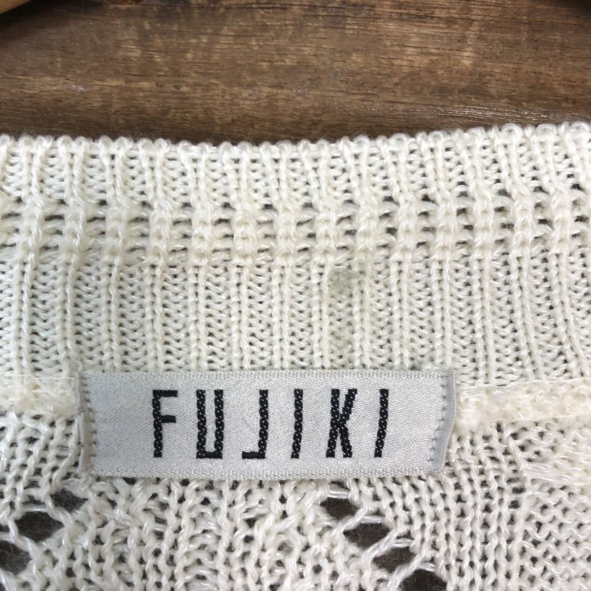 Homespun Knitwear Fujiki Cream crochet meshnet vintage Cardigan #510B Size M / US 6-8 / IT 42-44 - 11 Thumbnail