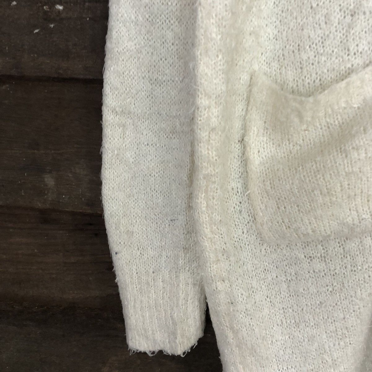 Homespun Knitwear Olive Girl shaggy vintage Cream Cardigan #507B Size US L / EU 52-54 / 3 - 6 Thumbnail