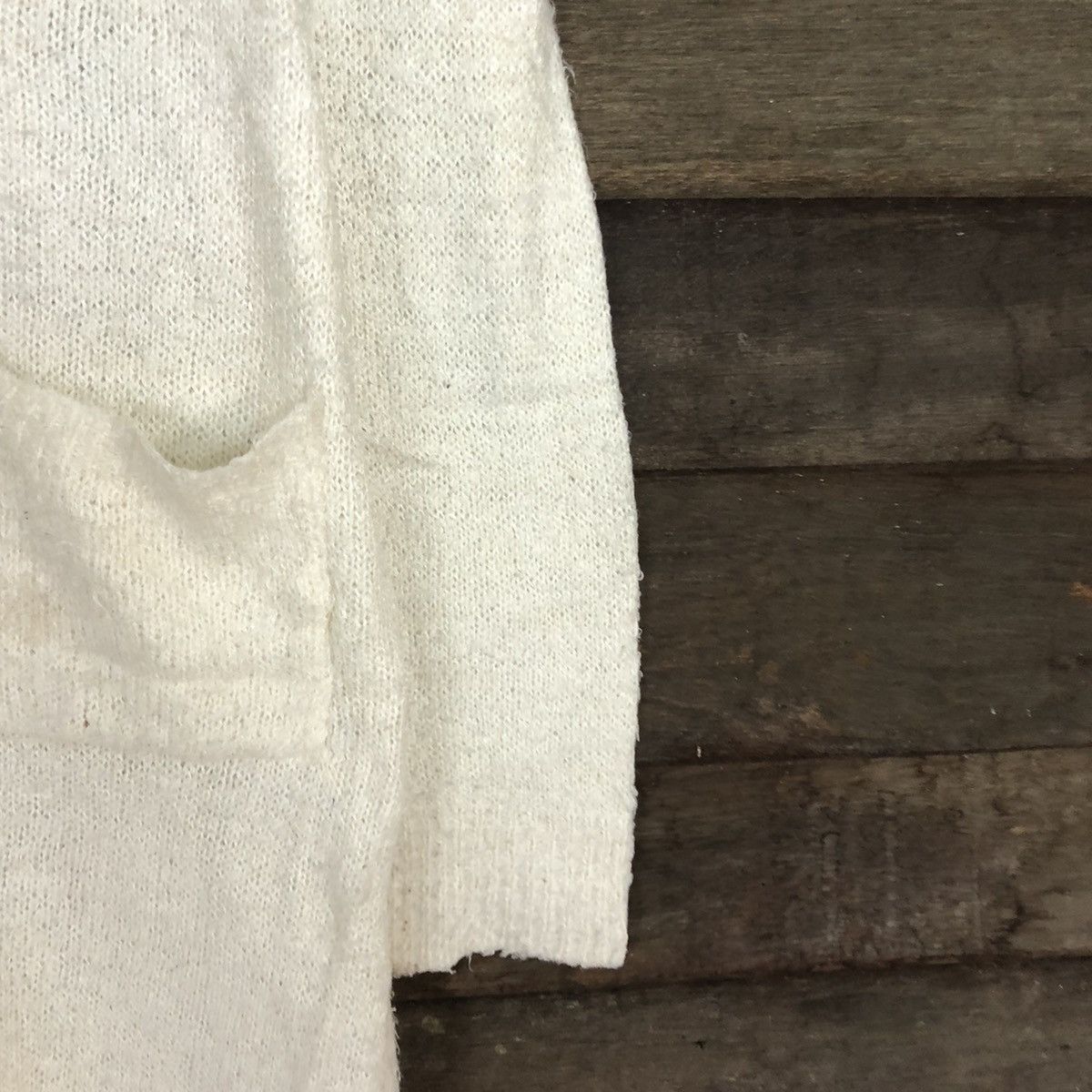 Homespun Knitwear Olive Girl shaggy vintage Cream Cardigan #507B Size US L / EU 52-54 / 3 - 4 Thumbnail