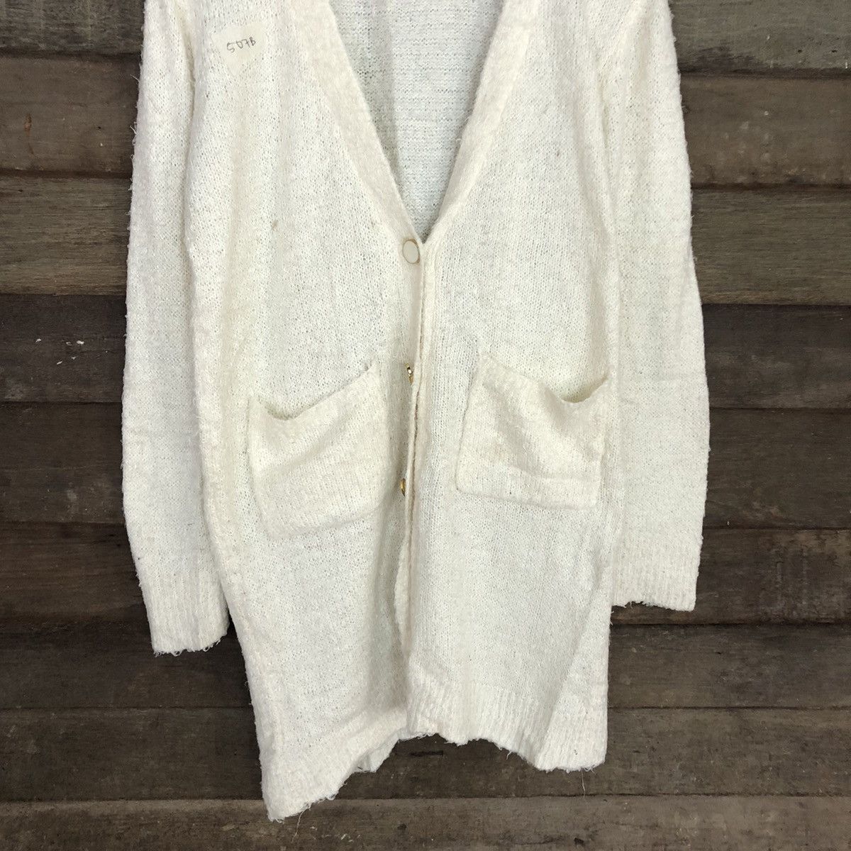 Homespun Knitwear Olive Girl shaggy vintage Cream Cardigan #507B Size US L / EU 52-54 / 3 - 8 Thumbnail