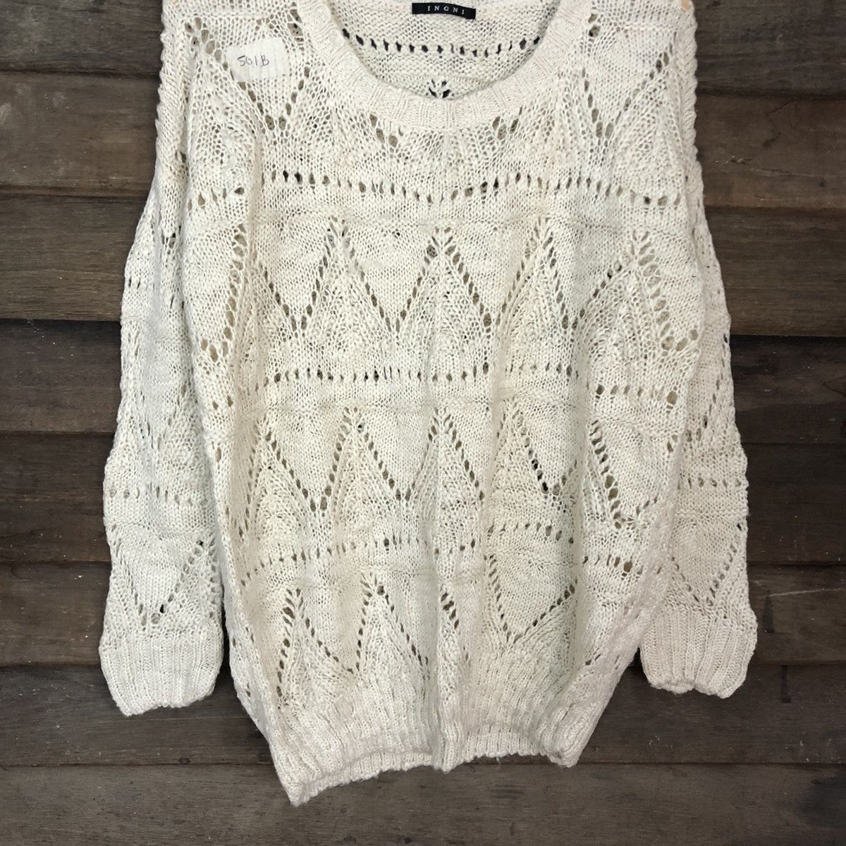 Homespun Knitwear IngNi Cream japan crochet meshnet Knitwear #501B Size US L / EU 52-54 / 3 - 10 Thumbnail